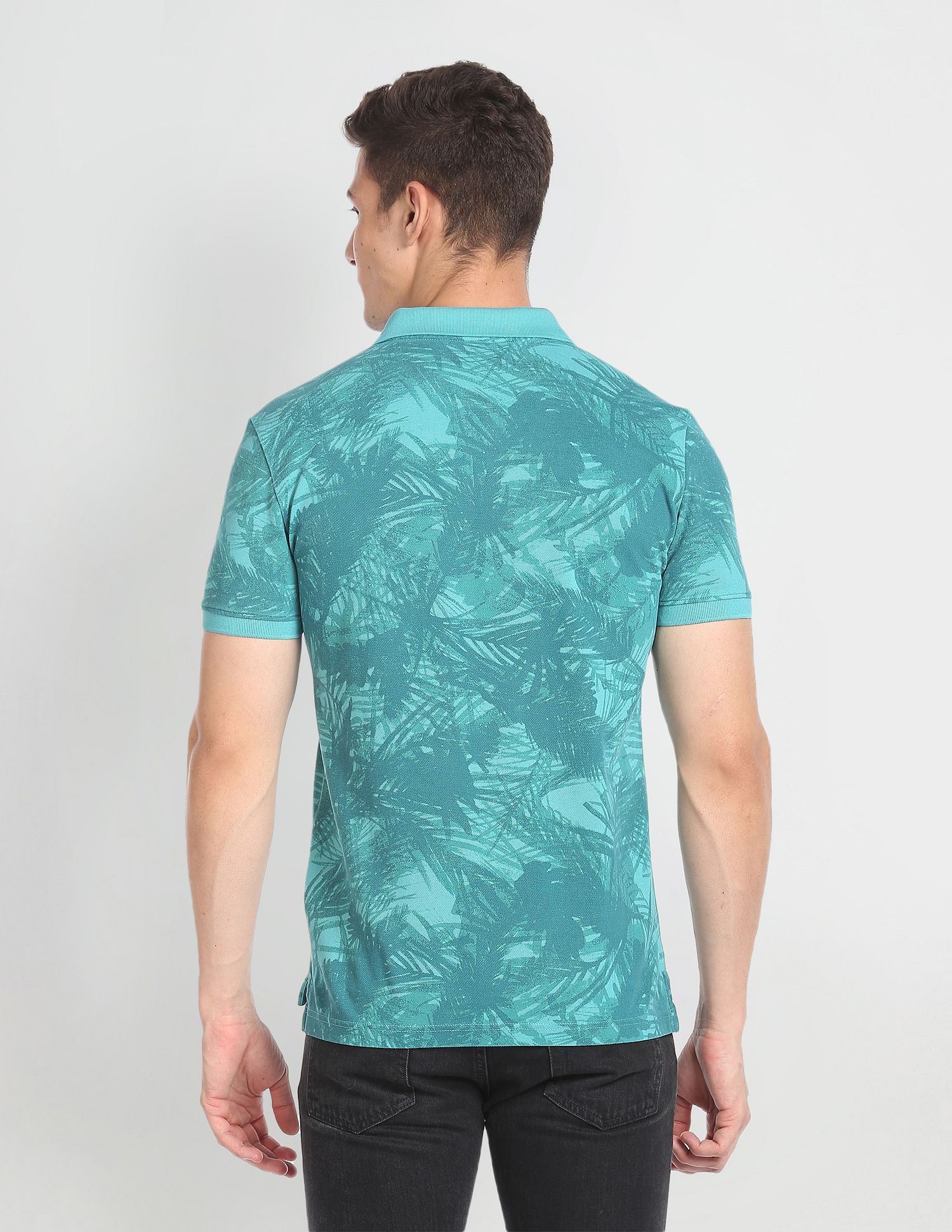 Abstract Print Cotton Polo Shirt - Image 5