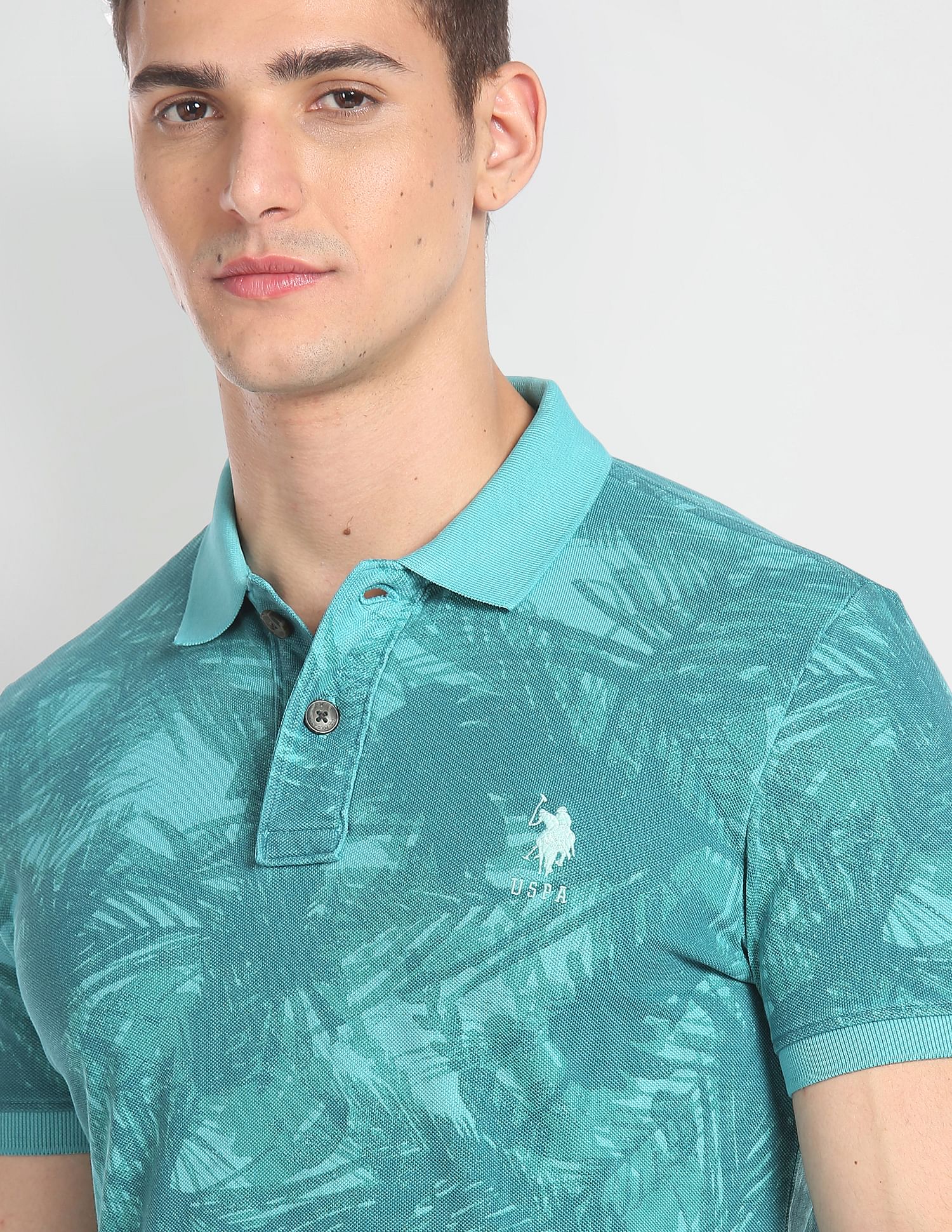 Abstract Print Cotton Polo Shirt - Image 7