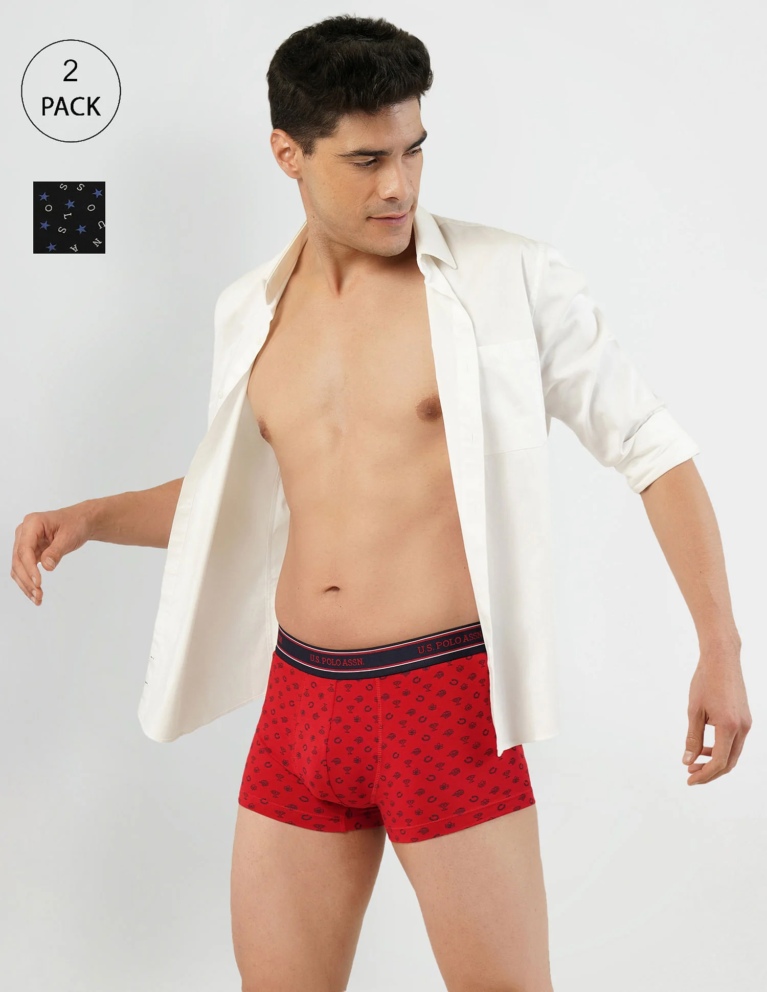 All Over Print Cotton Spandex I616 Trunks - Pack Of 2