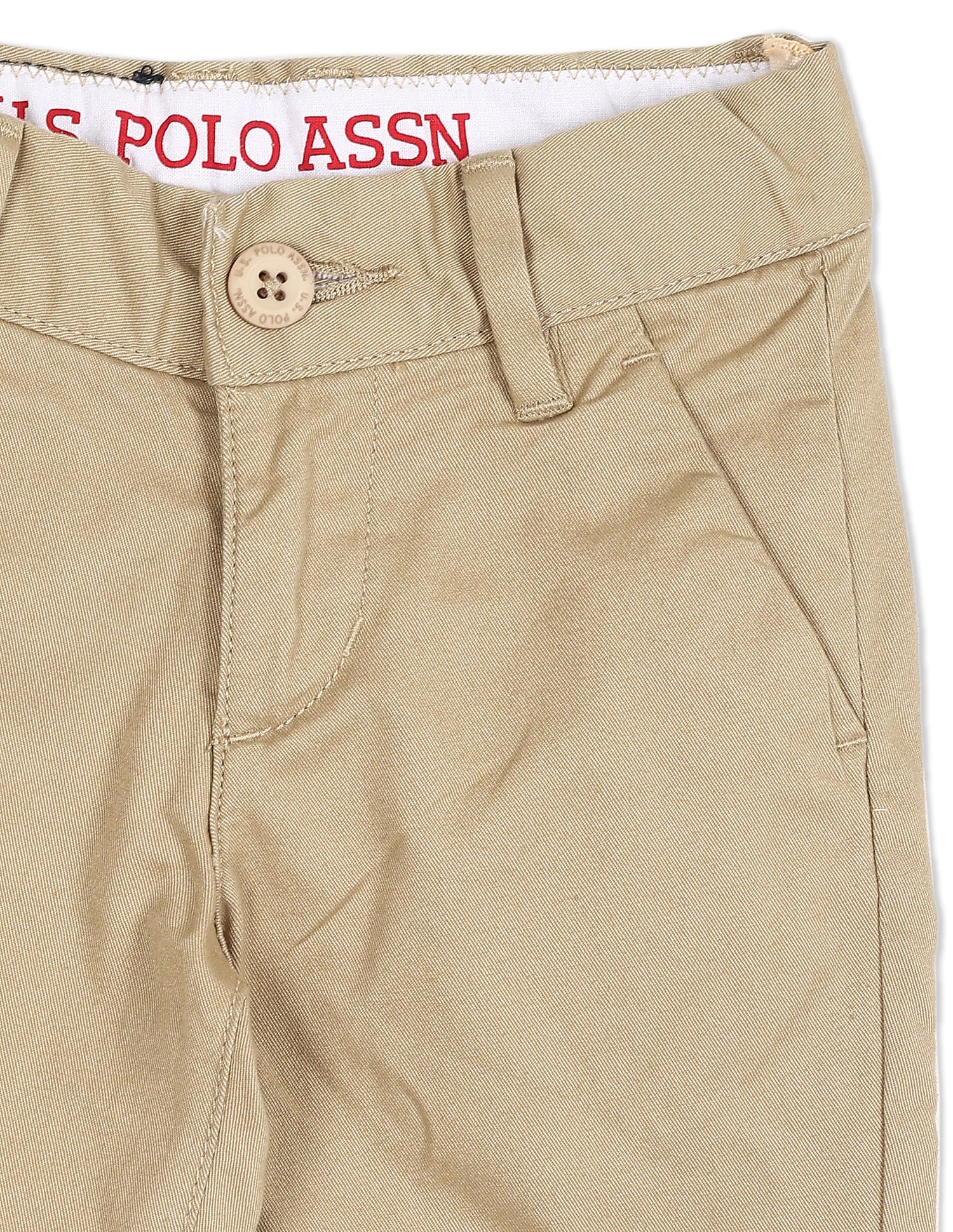 Beige Mid Rise Flat Front Trousers - Image 3