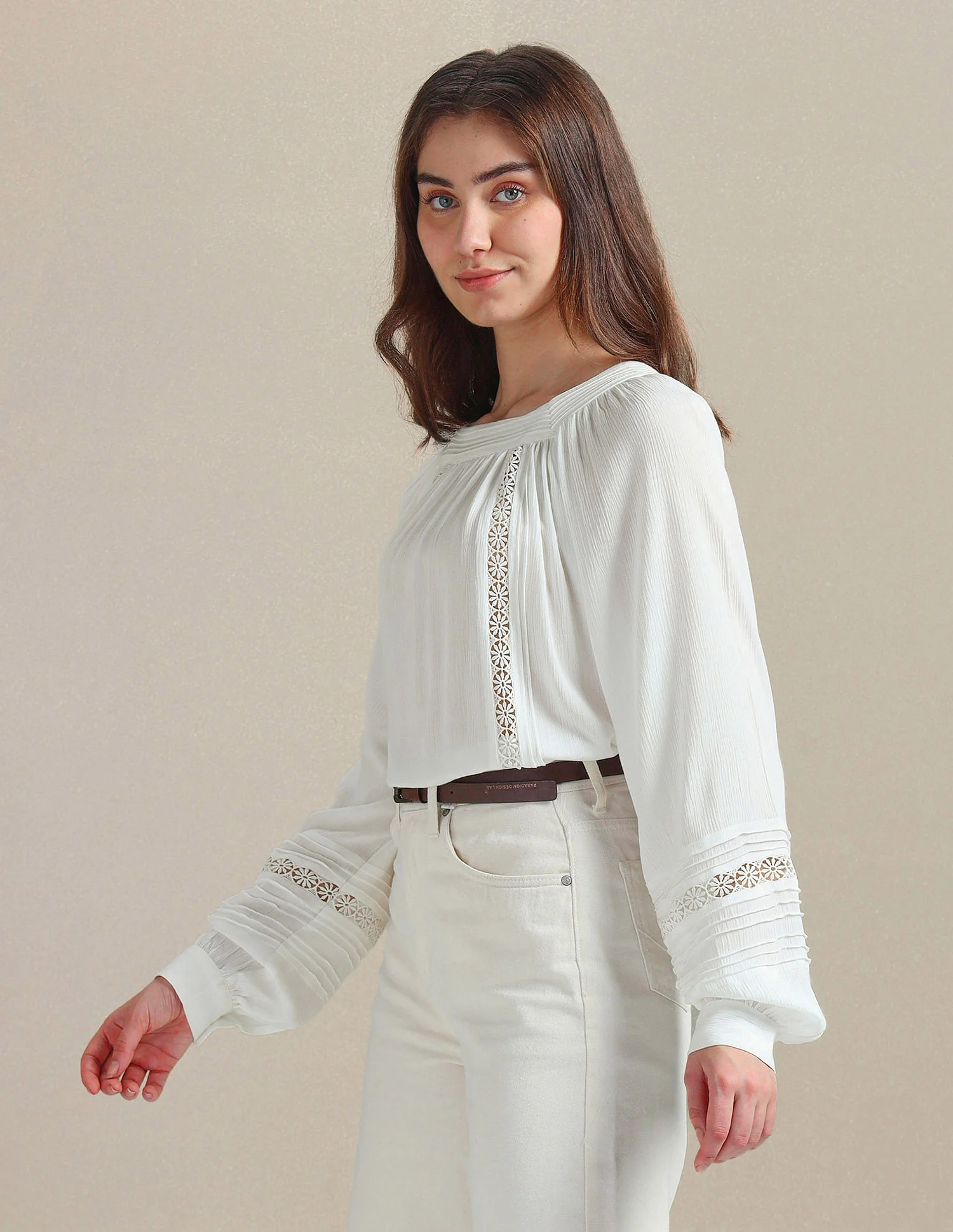 Bishop Sleeve Crinkle Viscose Top - Image 4