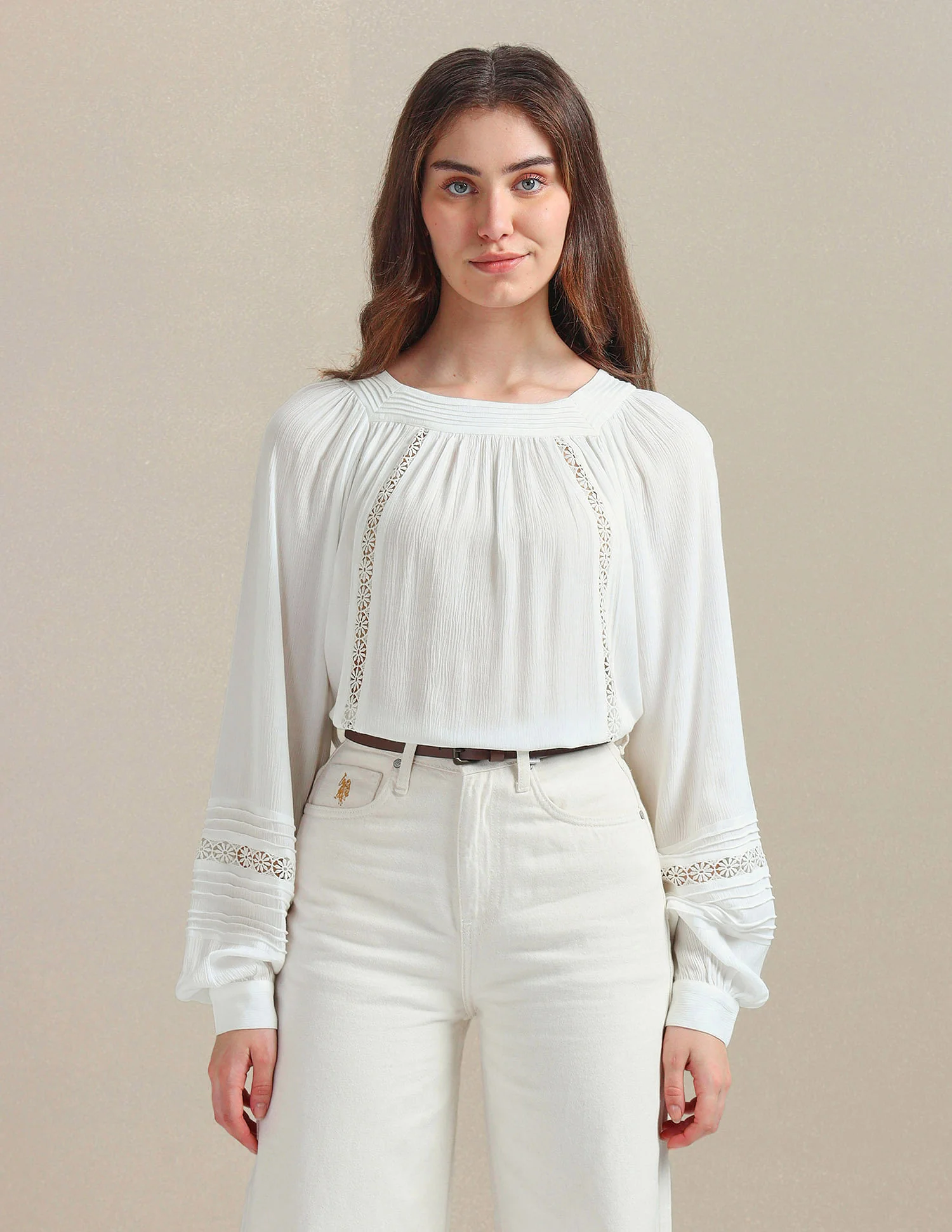 Bishop Sleeve Crinkle Viscose Top - Image 6