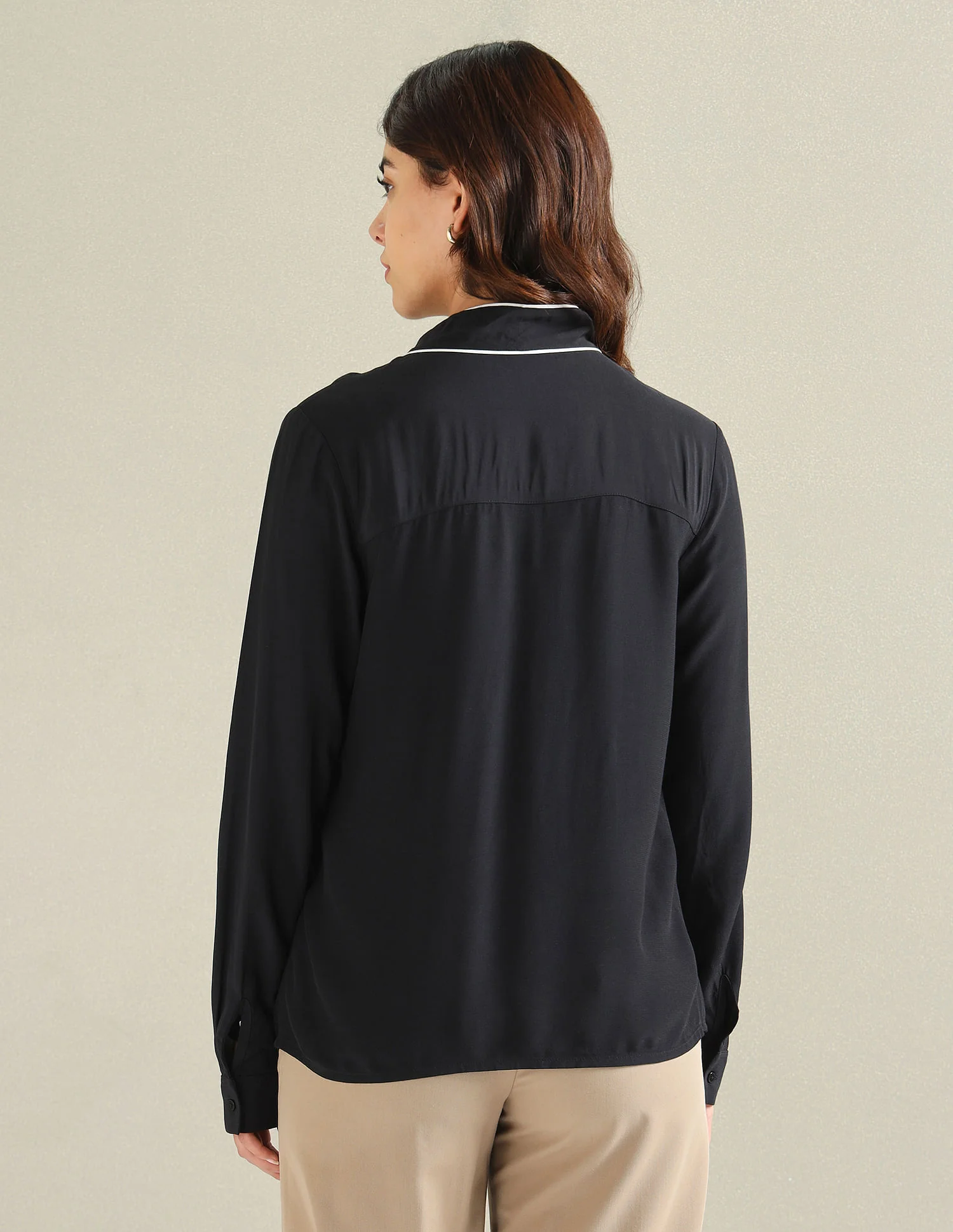 Bow Collar Long Sleeve Top - Image 5