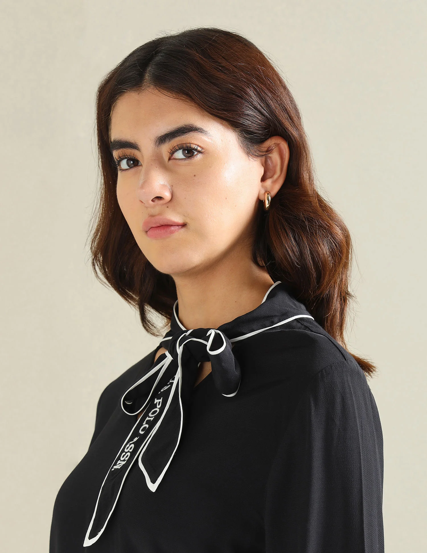 Bow Collar Long Sleeve Top - Image 7