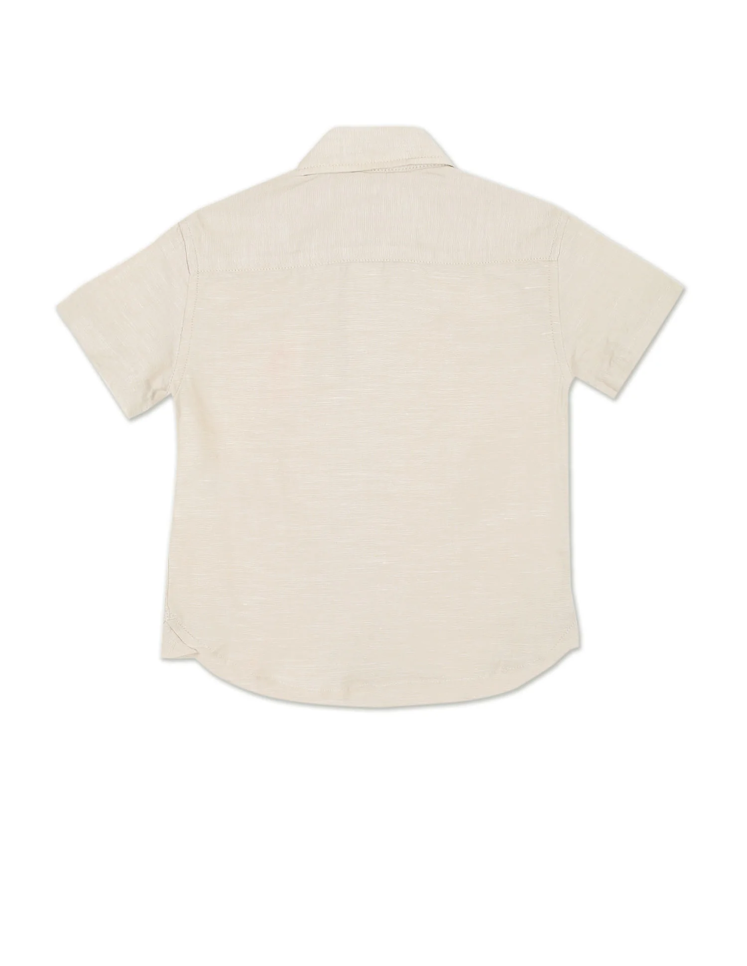 Boys Beige Spread Collar Solid Casual Shirt - Image 2