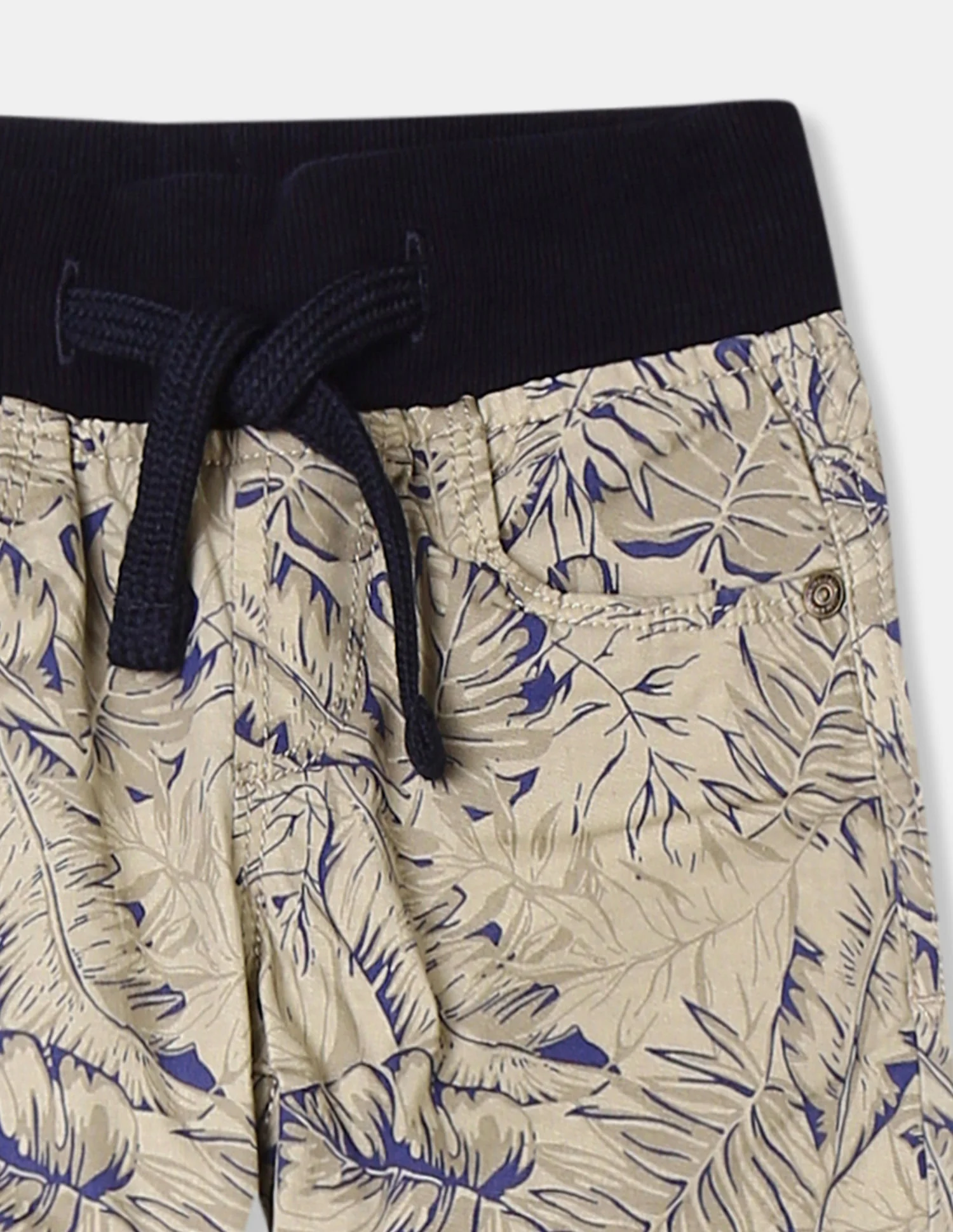 Boys Beige Tropical Print Woven Shorts - Image 3