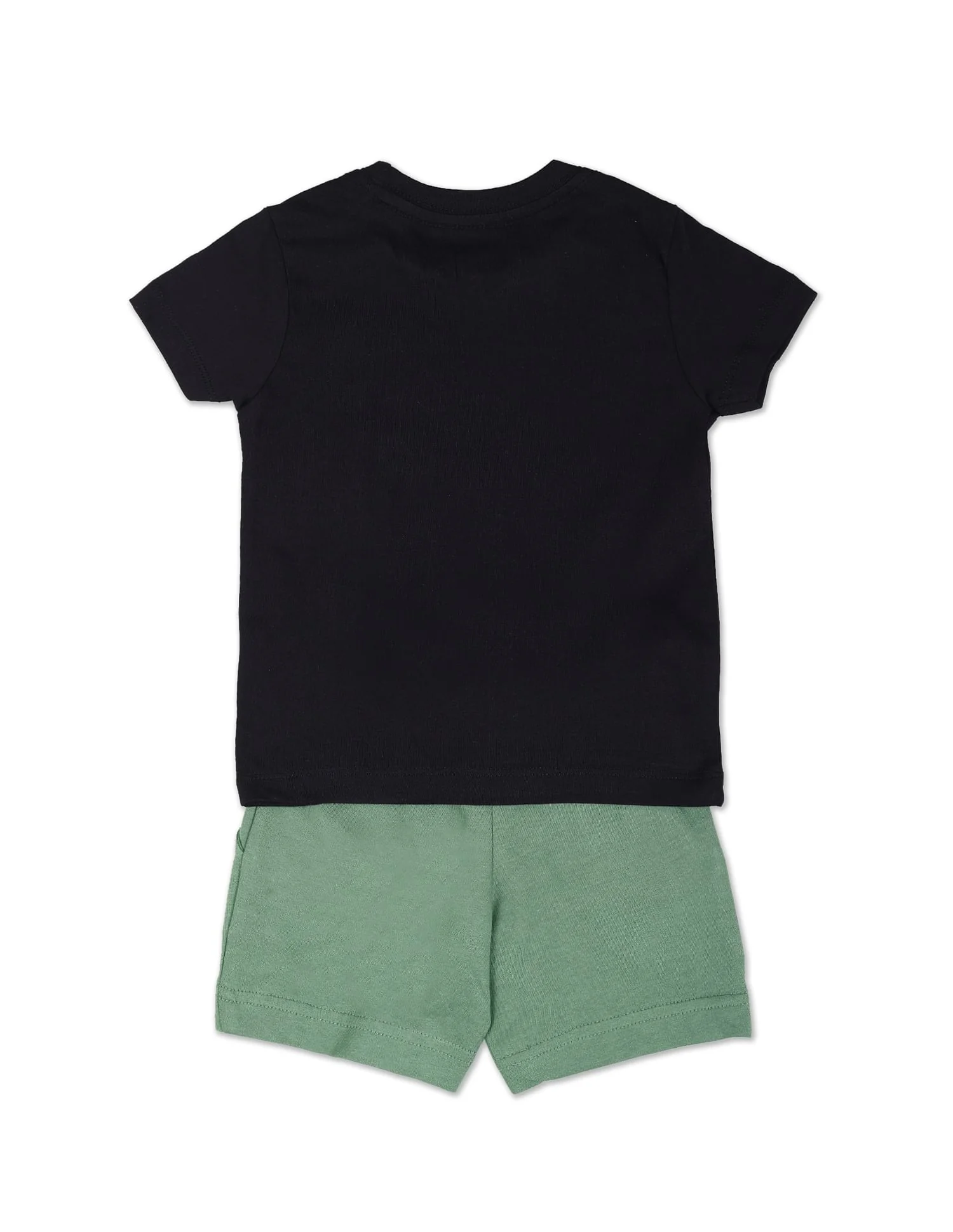 Boys Black Brand Print Cotton Set - Image 2