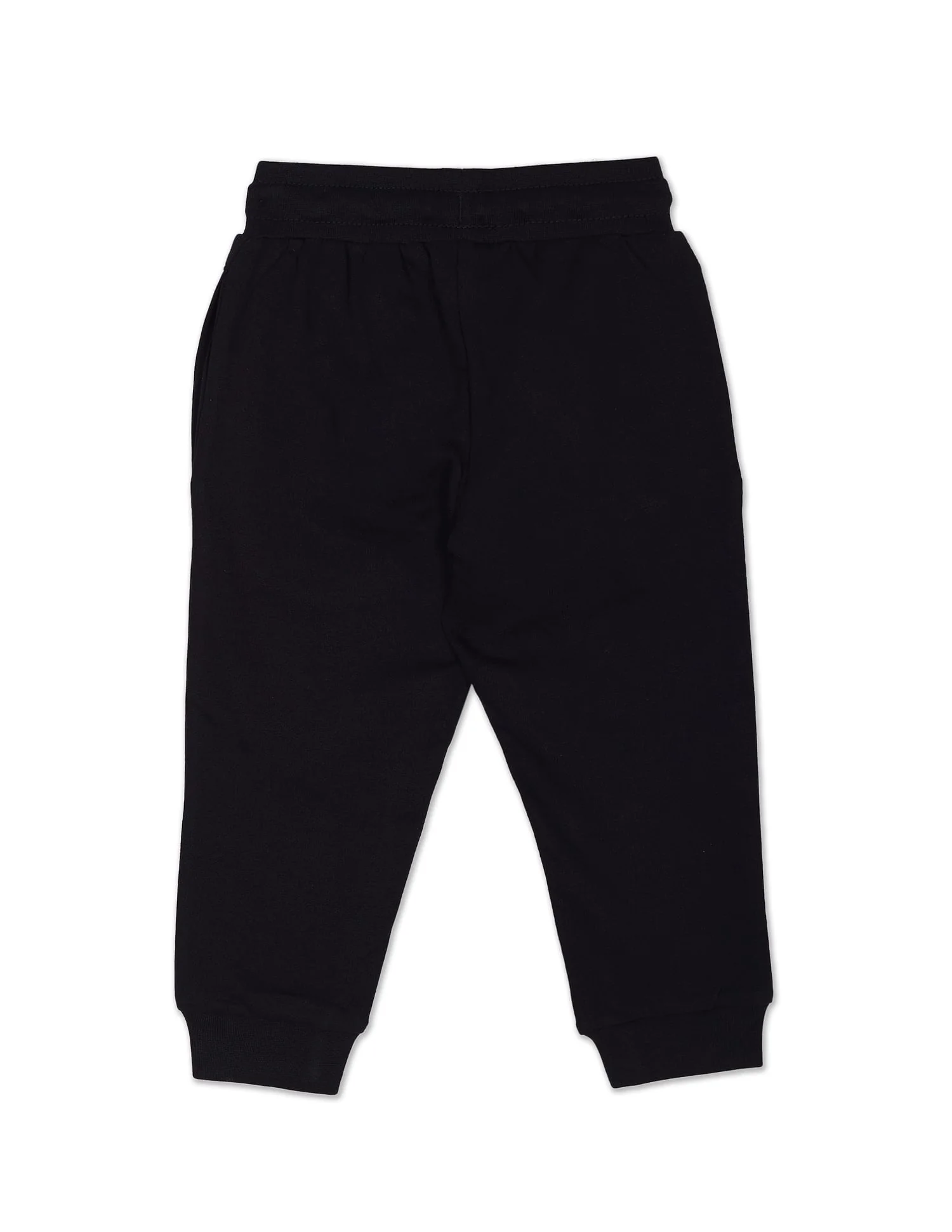 Boys Black Drawstring Waist Brand Print Joggers - Image 2