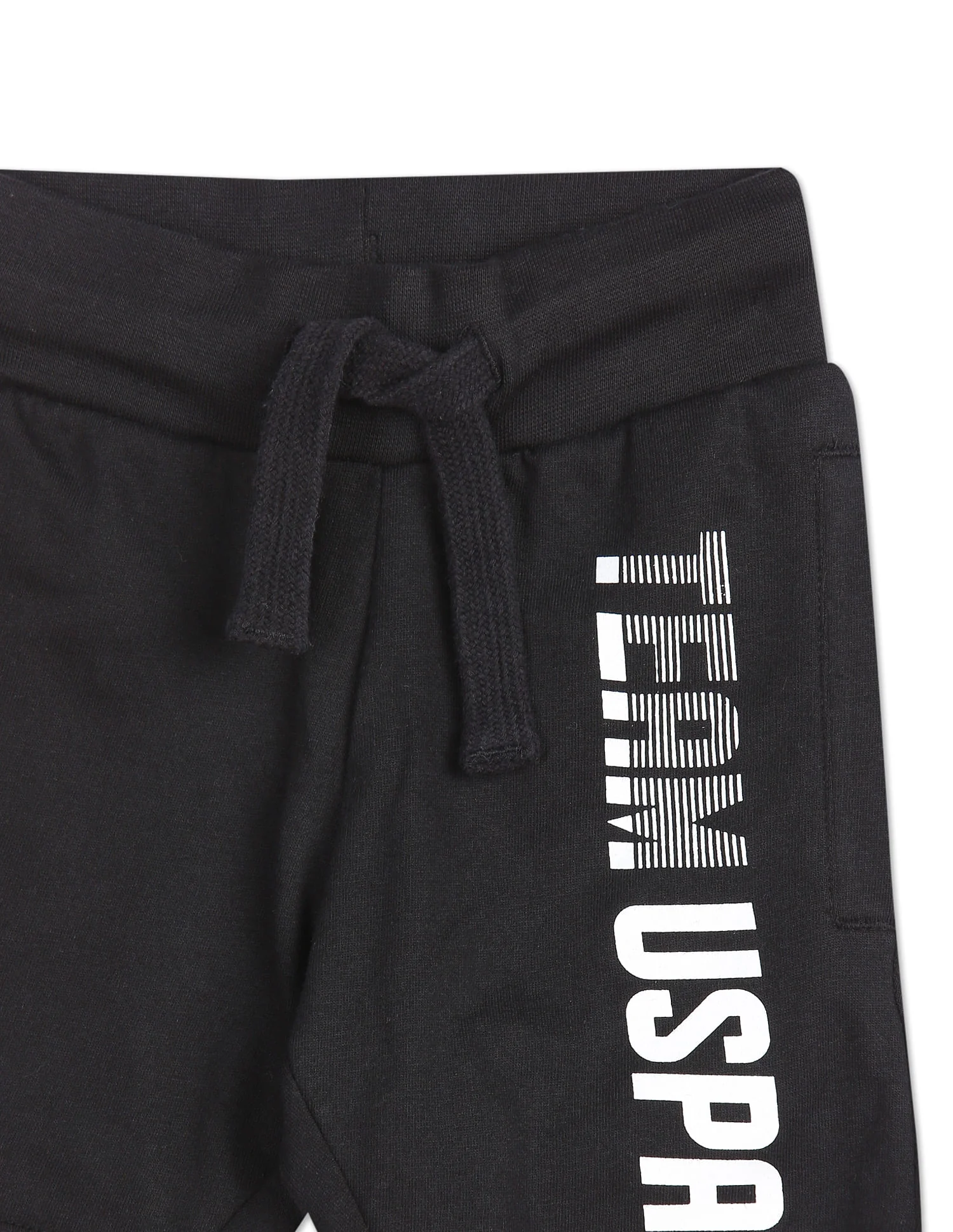 Boys Black Elasticized Waist Brand Print Shorts - Image 3