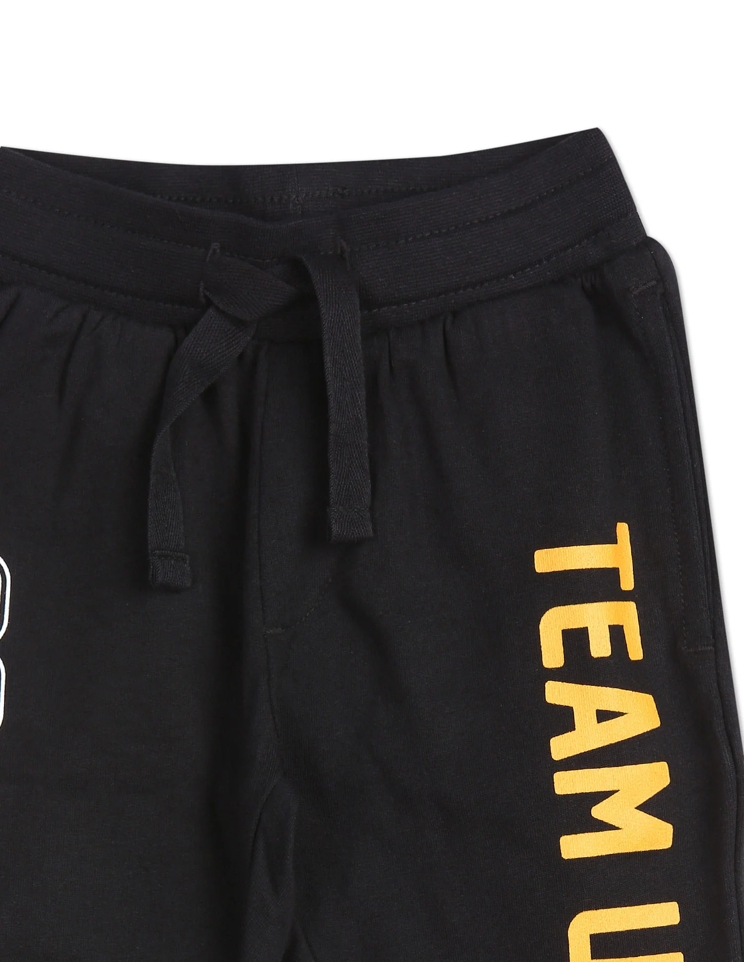 Boys Black Mid Rise Brand Print Joggers - Image 3