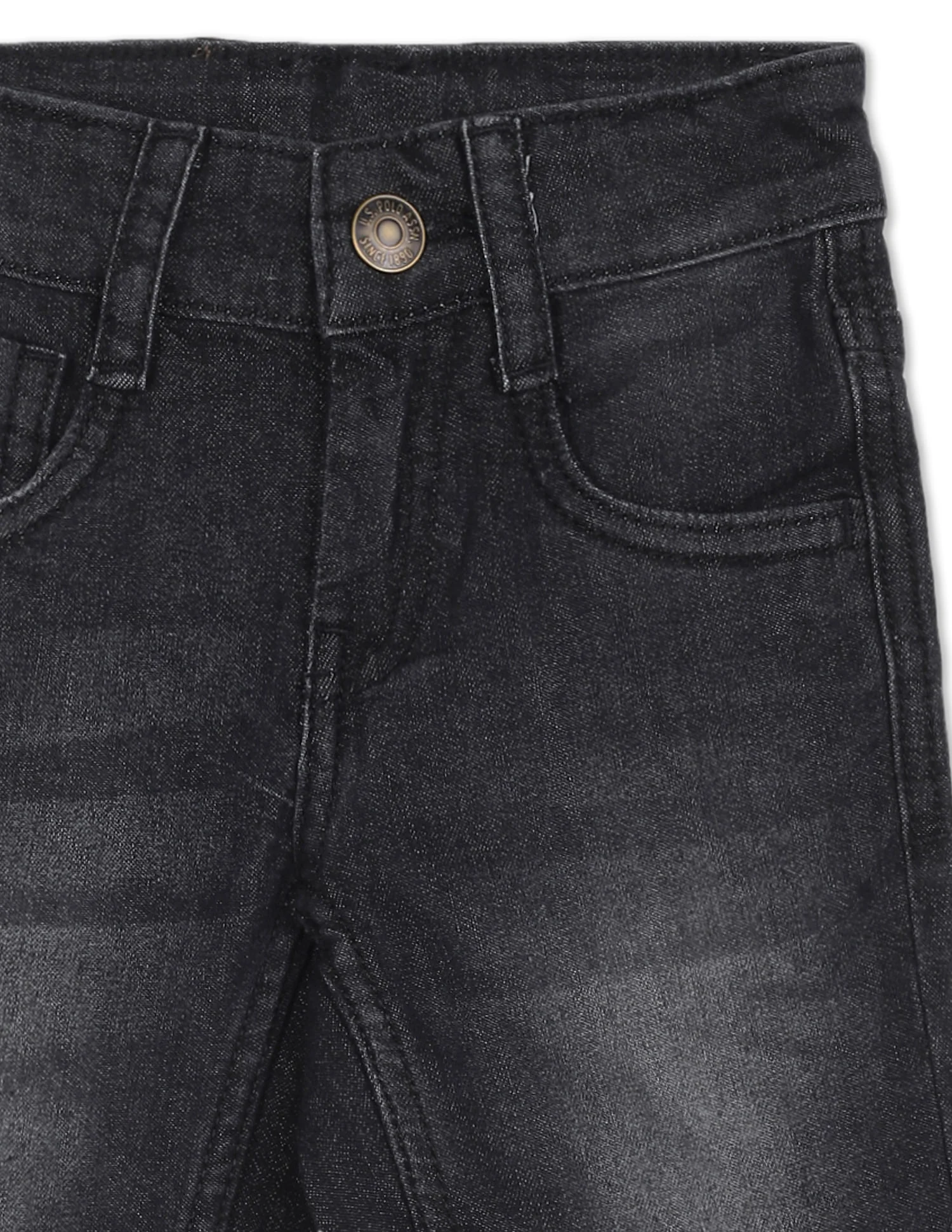 Boys Black Mid Rise Slim Fit Stone Wash Shorts - Image 4