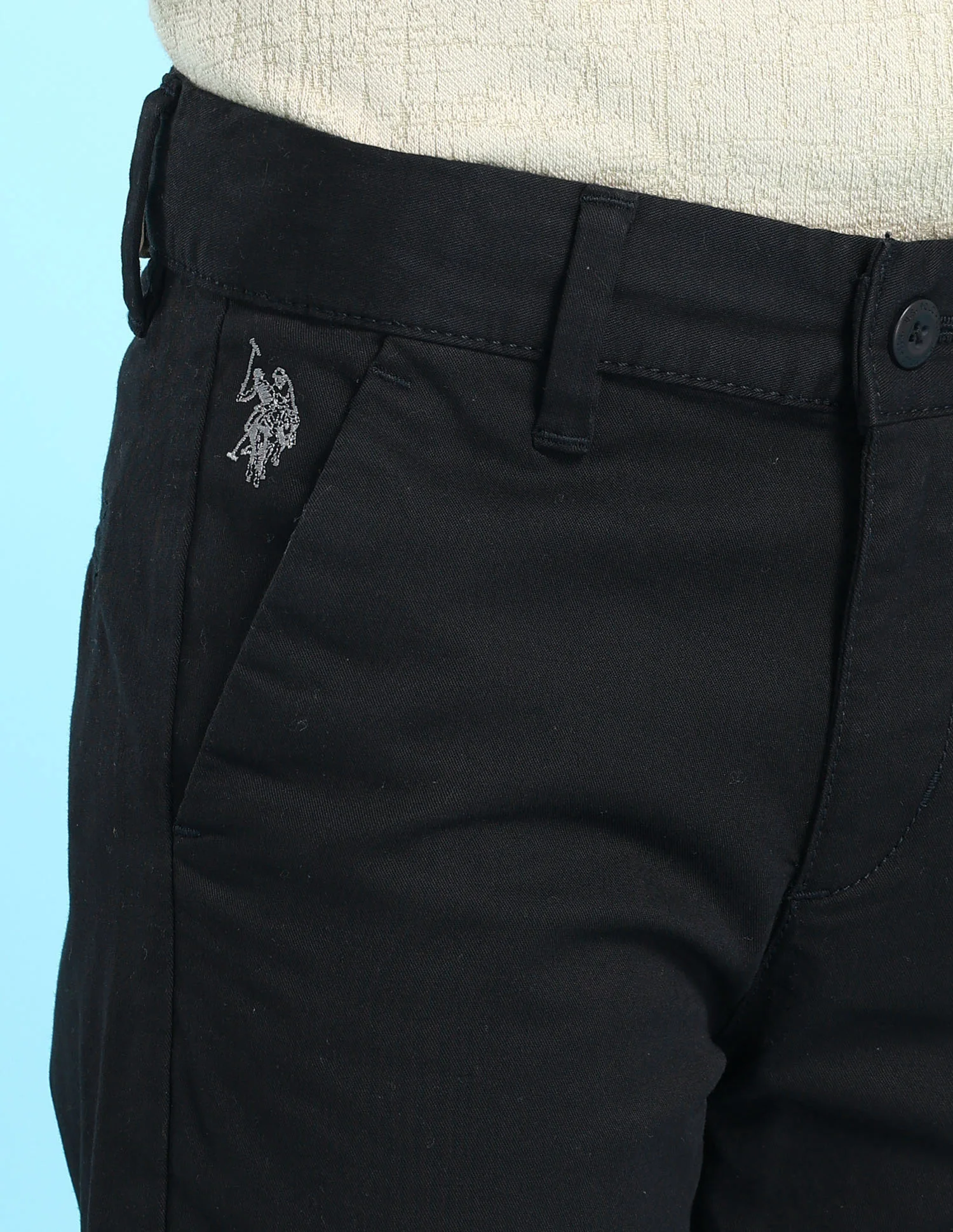 Boys Black Mid Rise Solid Twill Trousers - Image 5
