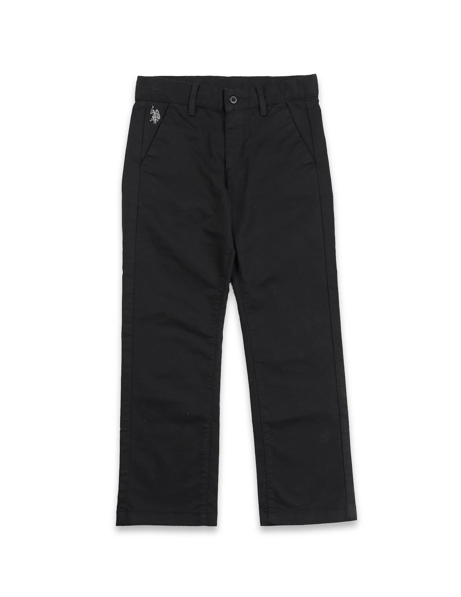 Boys Black Mid Rise Solid Twill Trousers - Image 6