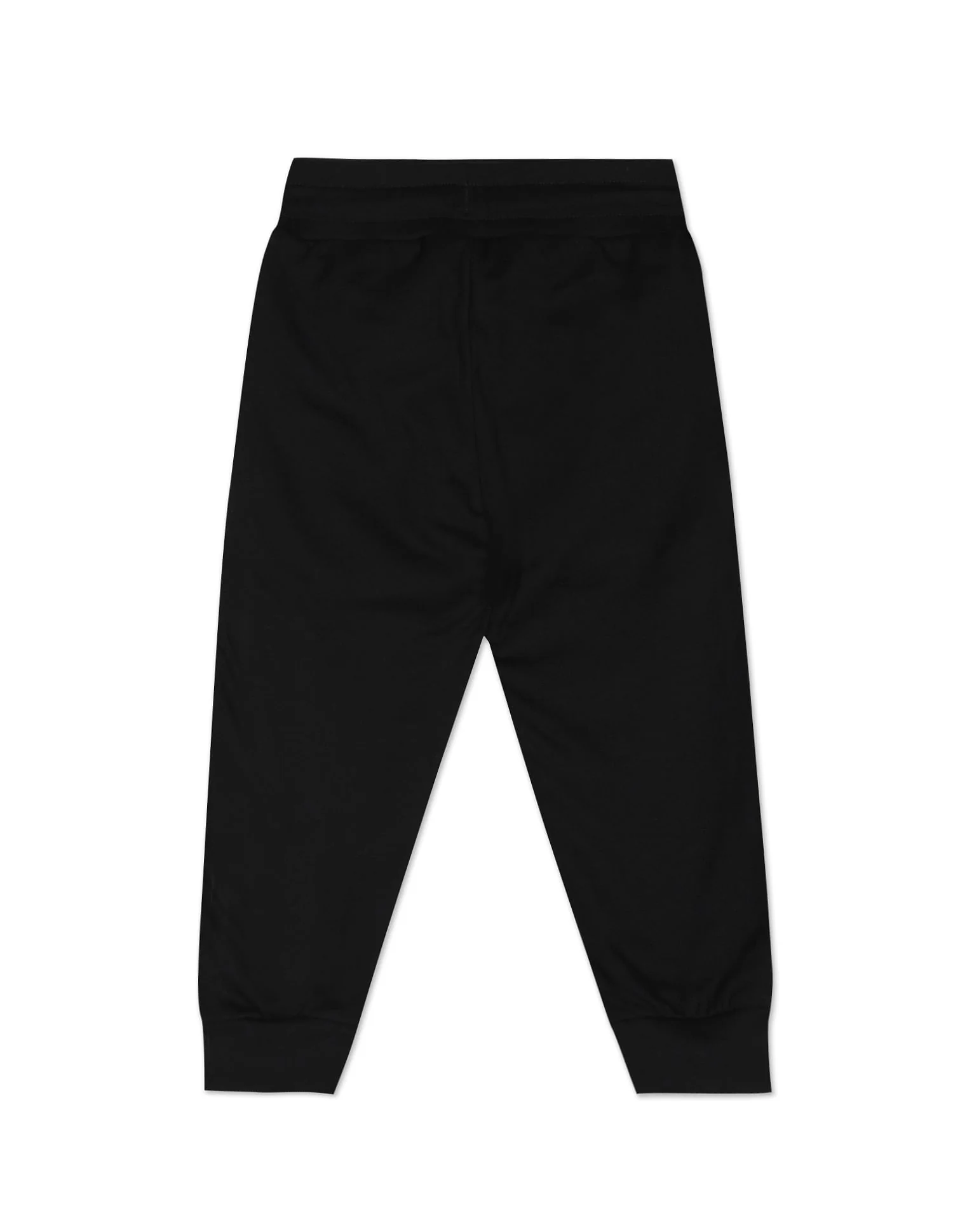 Boys Black Printed Logo Solid Cotton Joggers - Image 2