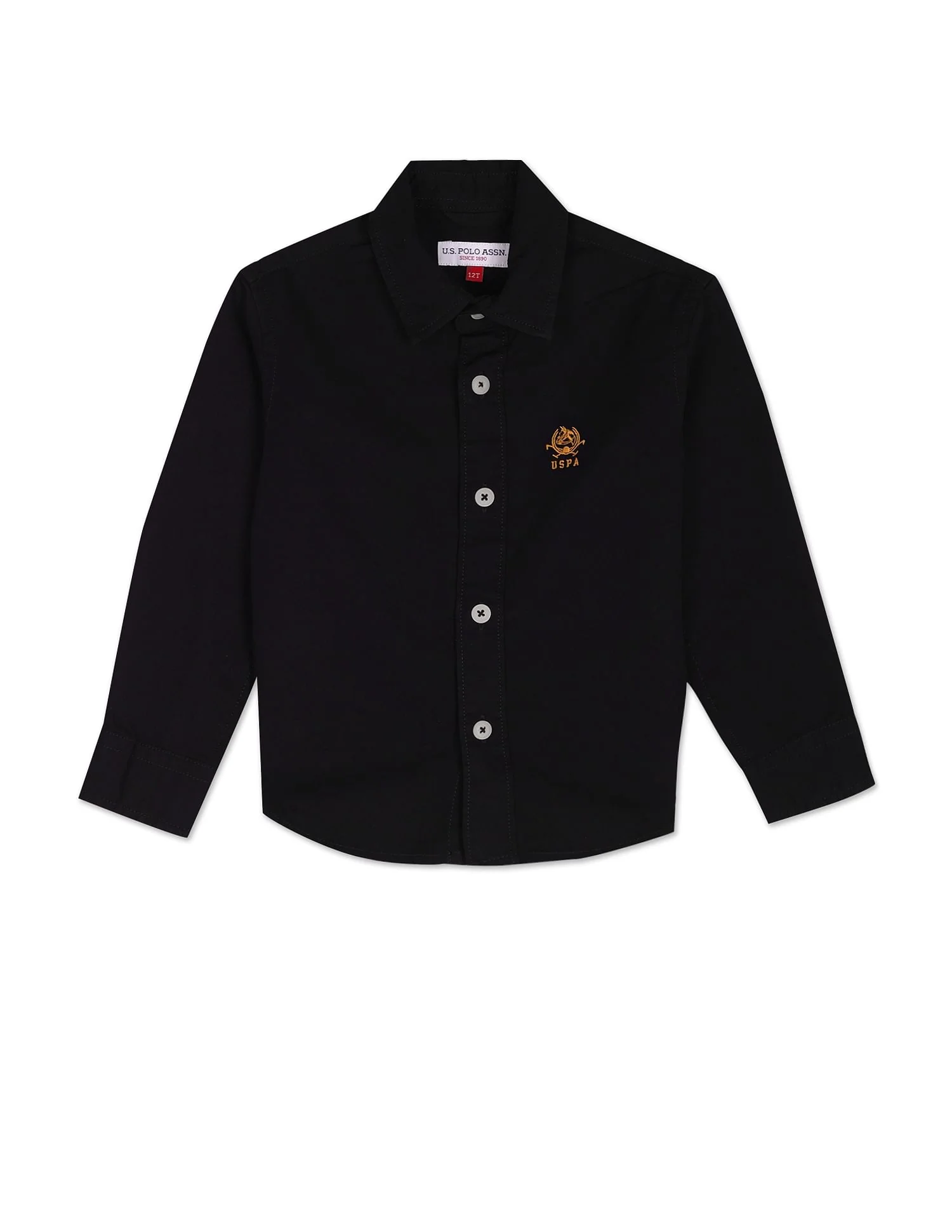 Boys Black Solid Twill Shirt