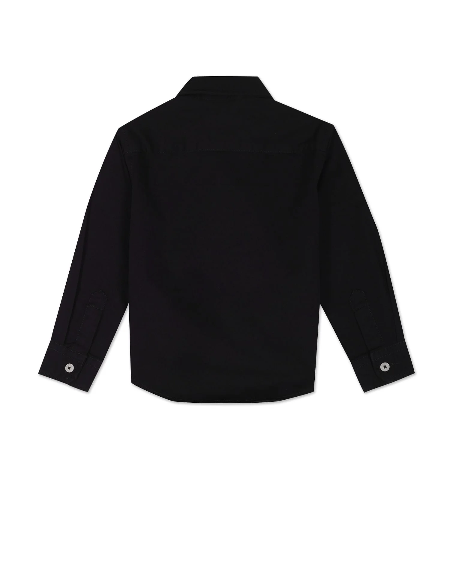 Boys Black Solid Twill Shirt - Image 2