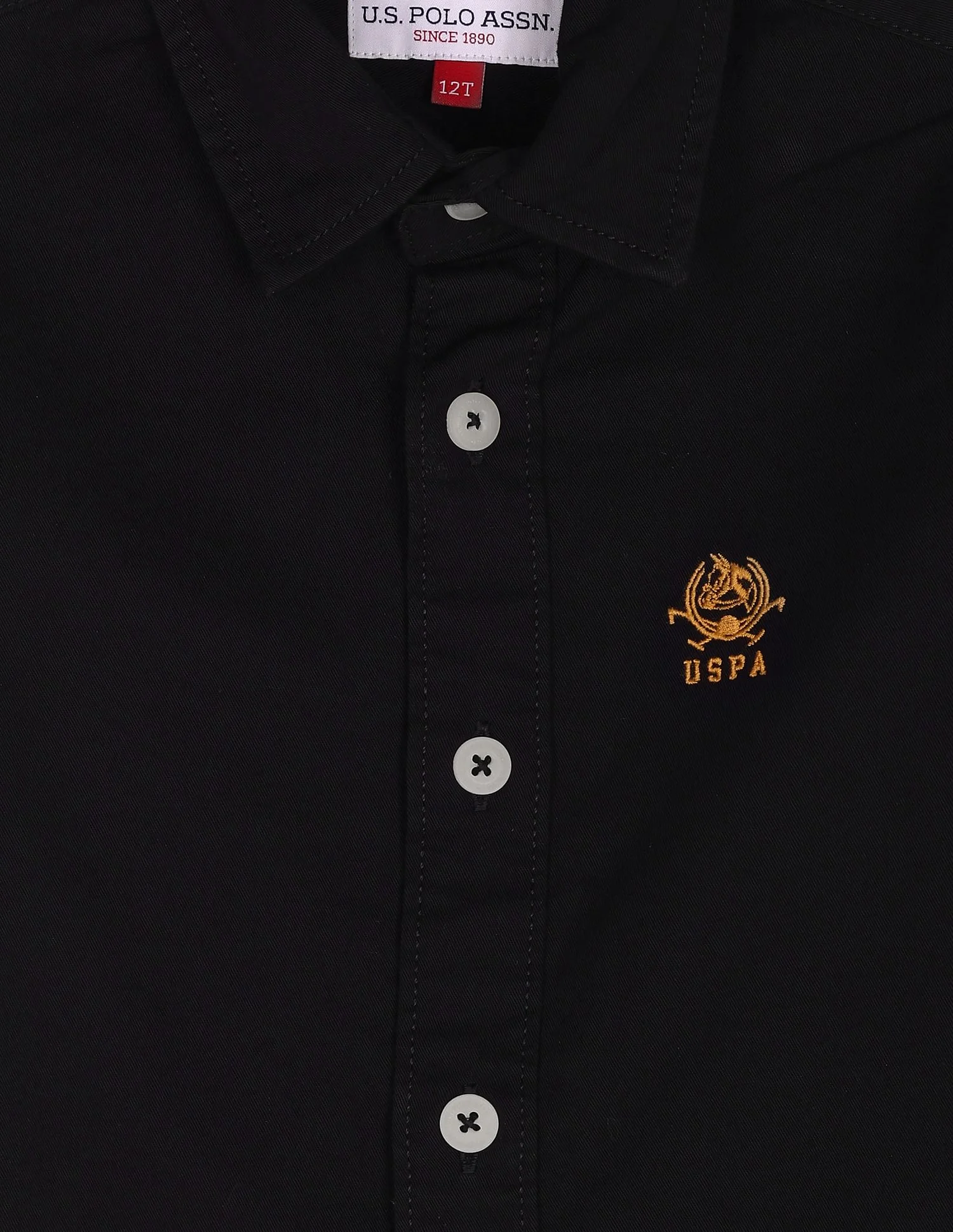 Boys Black Solid Twill Shirt - Image 3