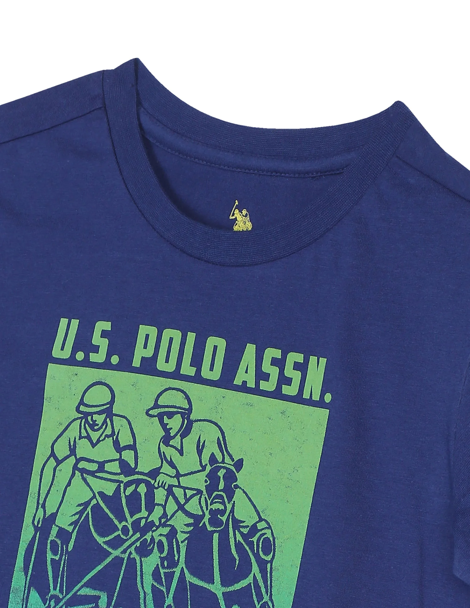 Boys Blue Crew Neck Brand Print Shirt - Image 3