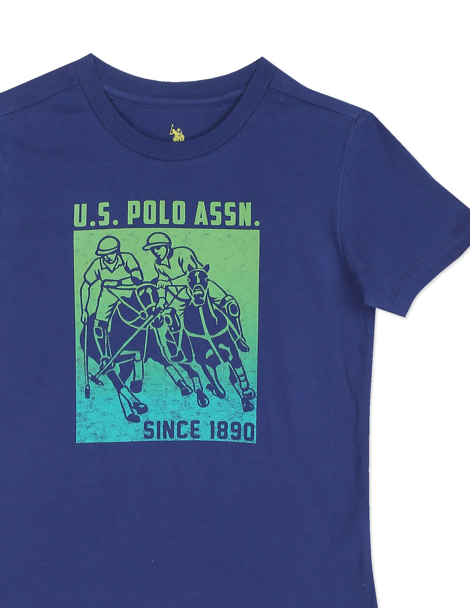 Boys Blue Crew Neck Brand Print Shirt - Image 4