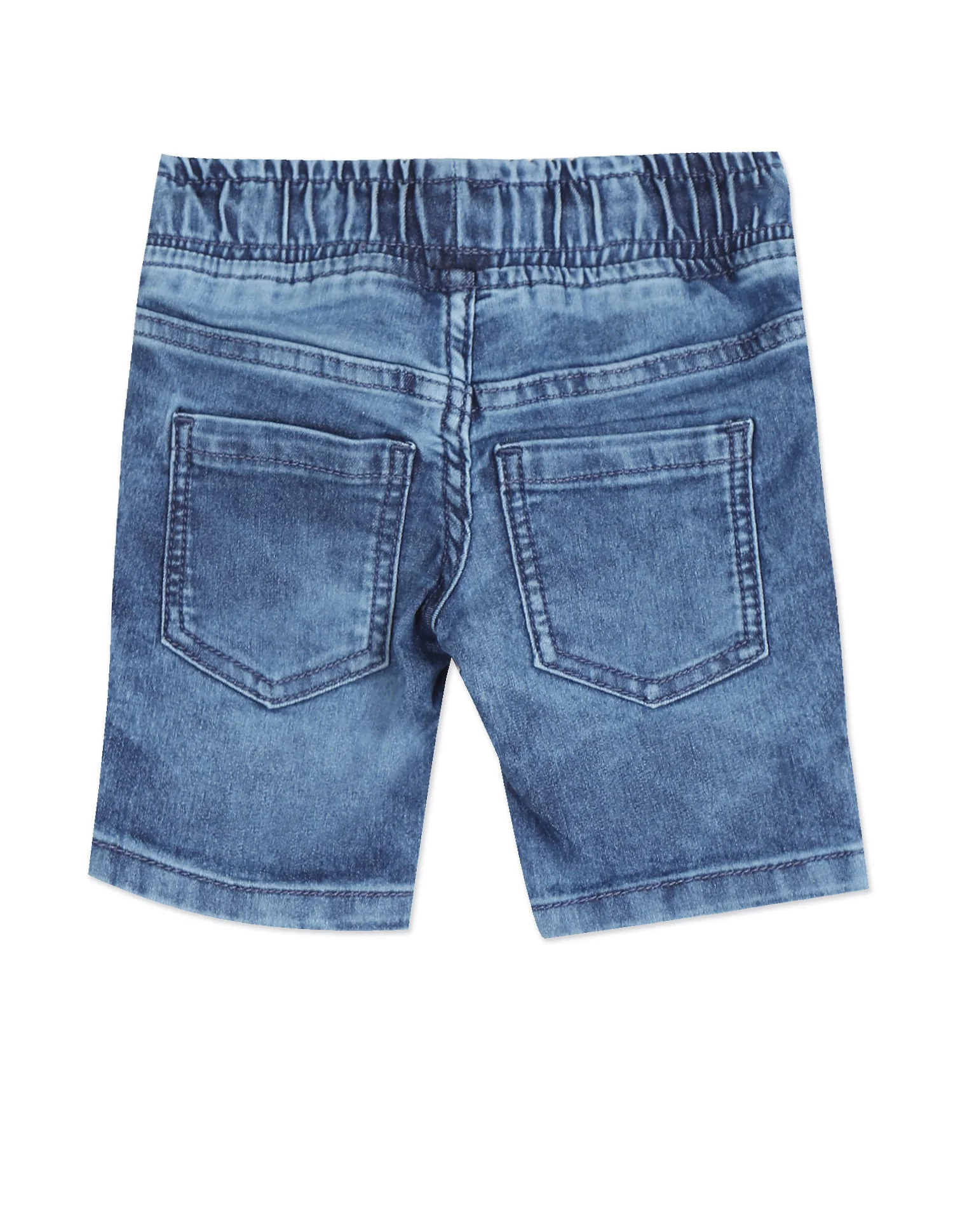 Boys Blue Drawstring Waist Slim Fit Denim Shorts - Image 2