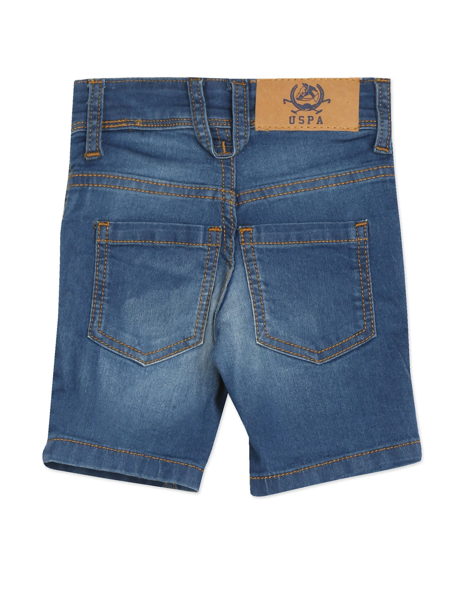 Boys Blue Mid Rise Stone Wash Denim Shorts - Image 2