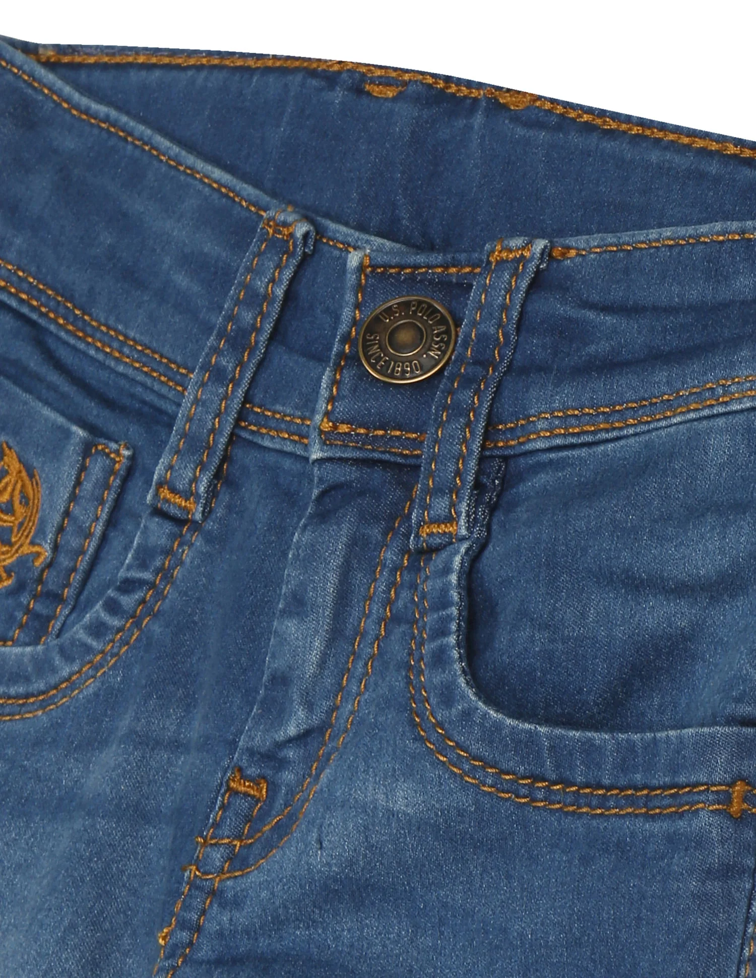 Boys Blue Mid Rise Stone Wash Denim Shorts - Image 3