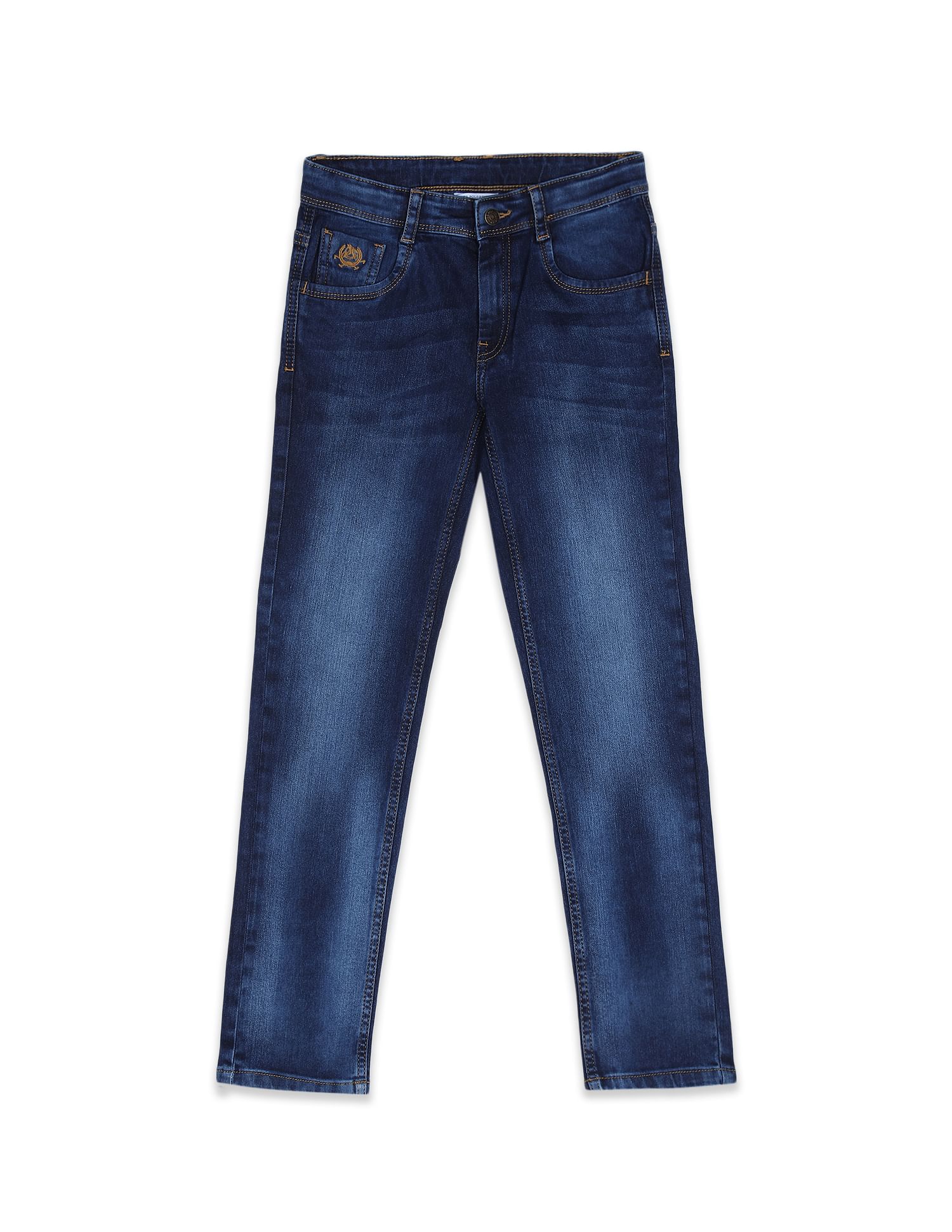 Boys Blue Mid Rise Stone Wash Jeans