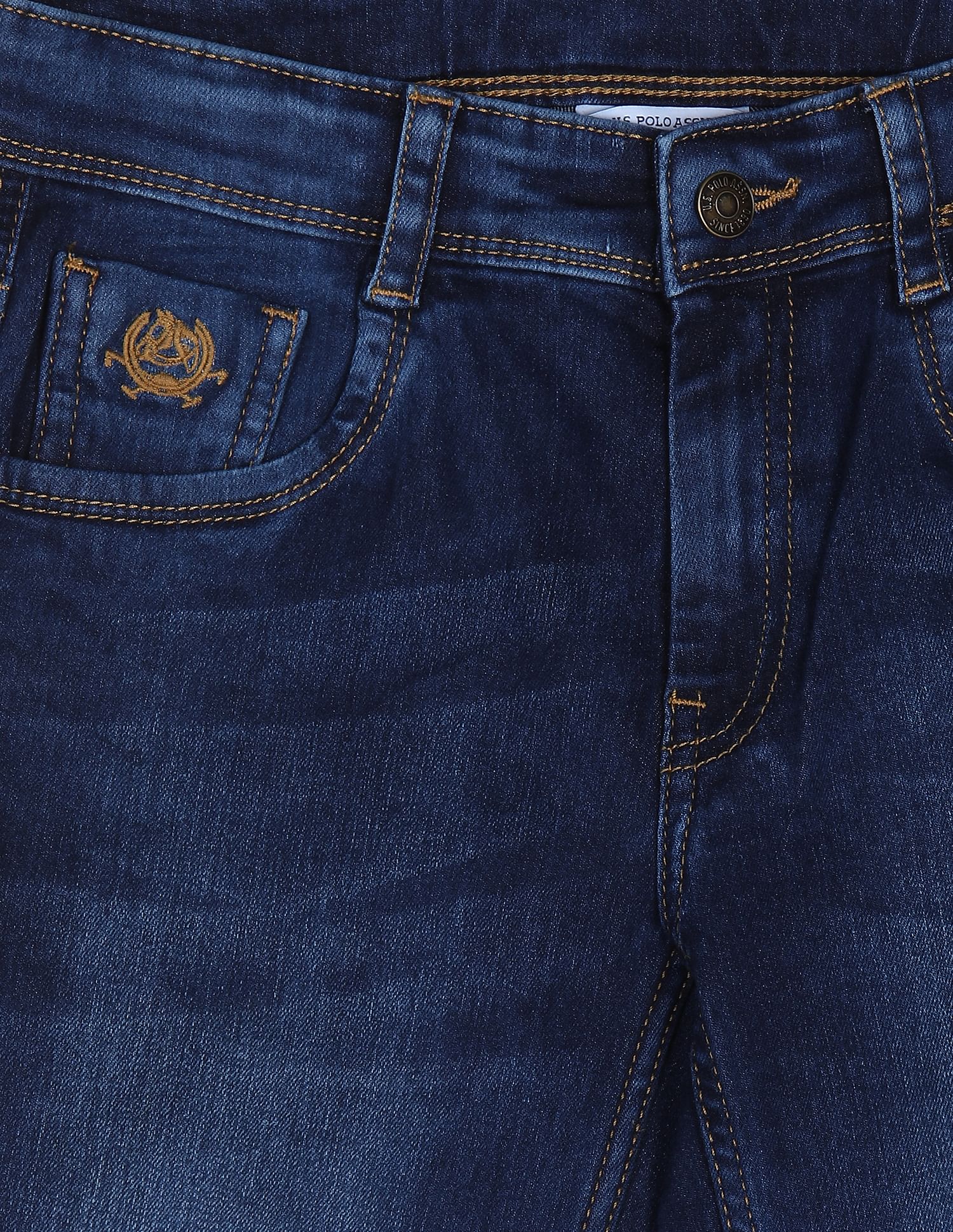 Boys Blue Mid Rise Stone Wash Jeans - Image 3