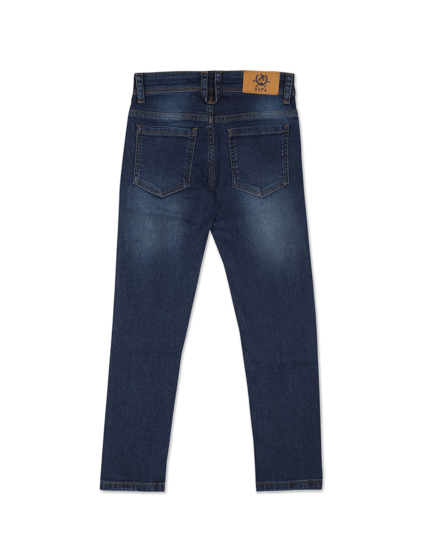 Boys Blue Mid Rise Stone Wash Skinny Fit Jeans - Image 2