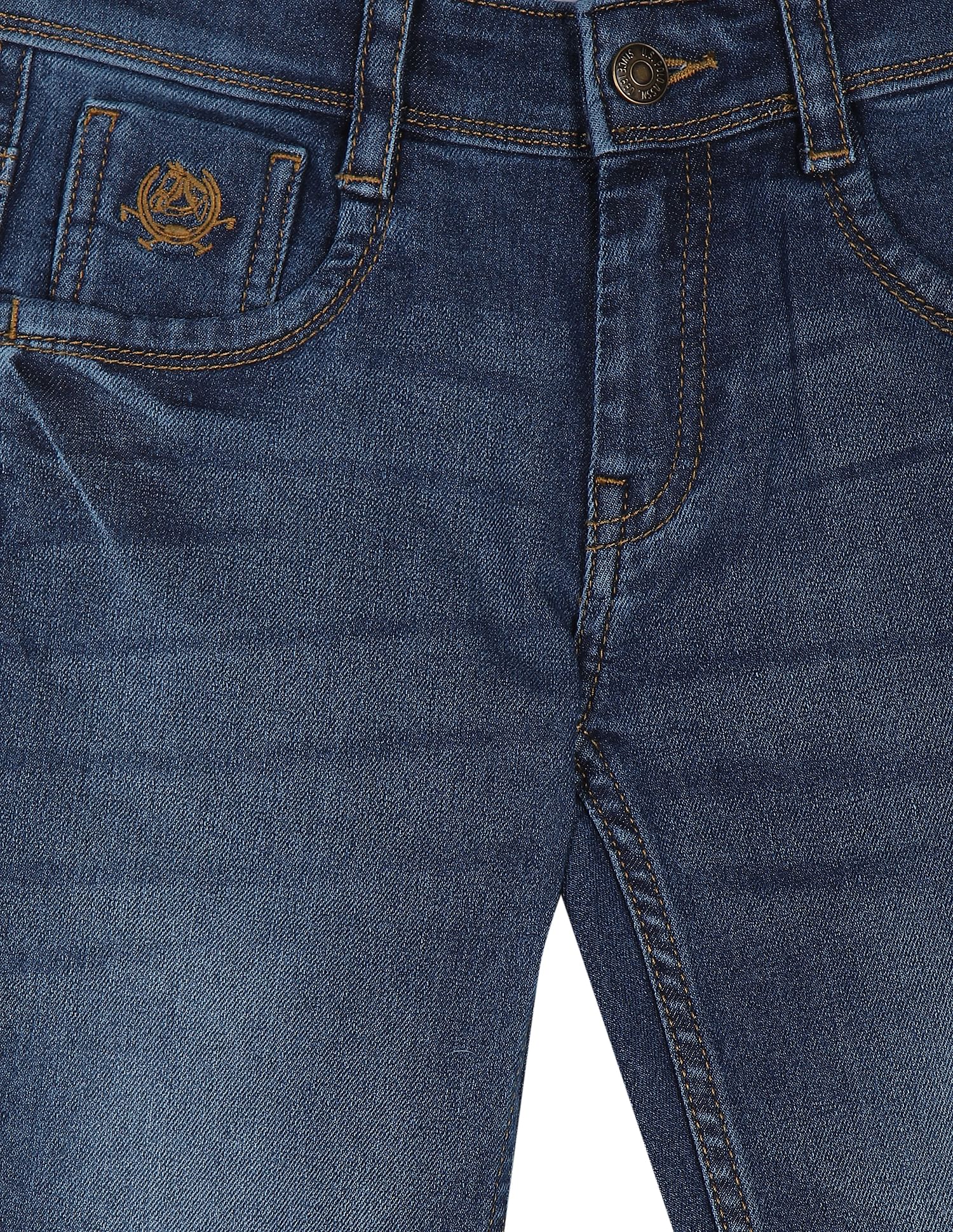 Boys Blue Mid Rise Stone Wash Skinny Fit Jeans - Image 3