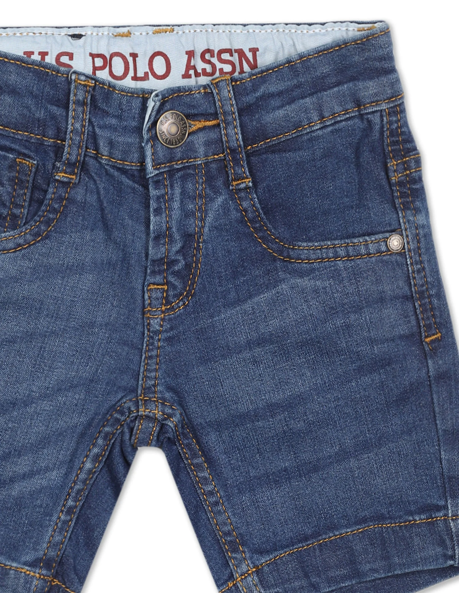 Boys Blue Mid Rise Washed Denim Shorts - Image 3