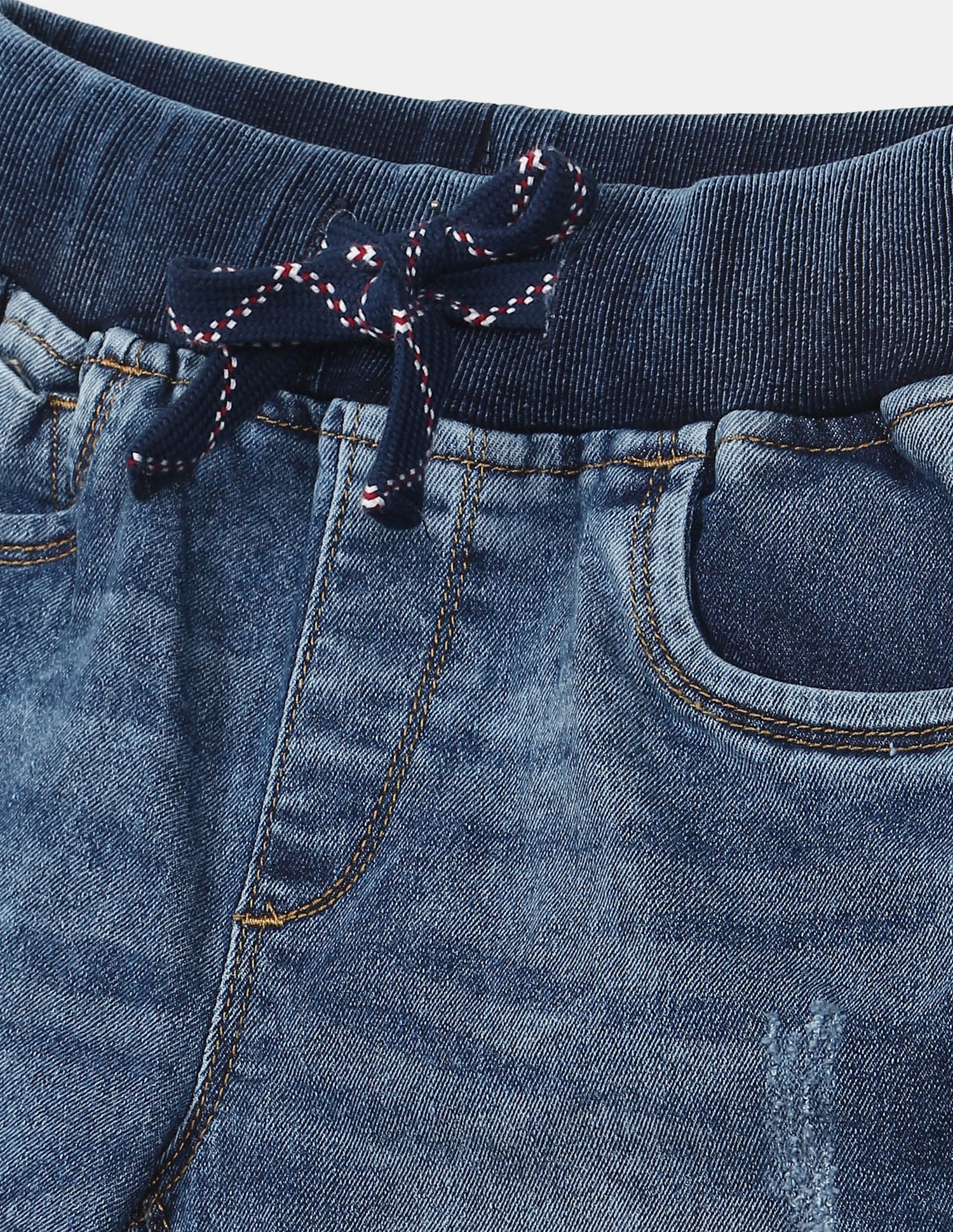 Boys Blue Slim Fit Distressed Denim Shorts - Image 3