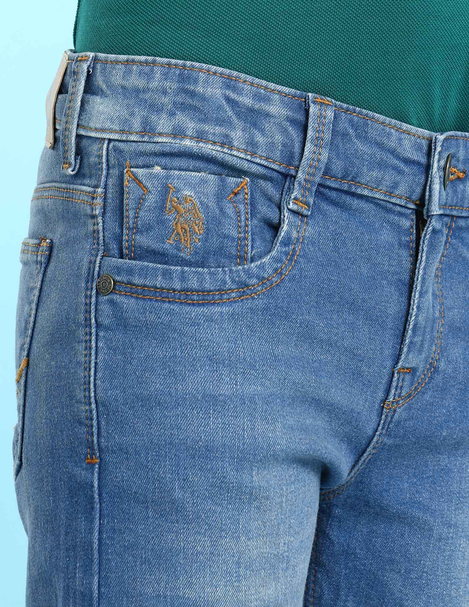 Boys Blue Slim Fit Stone Wash Jeans - Image 5