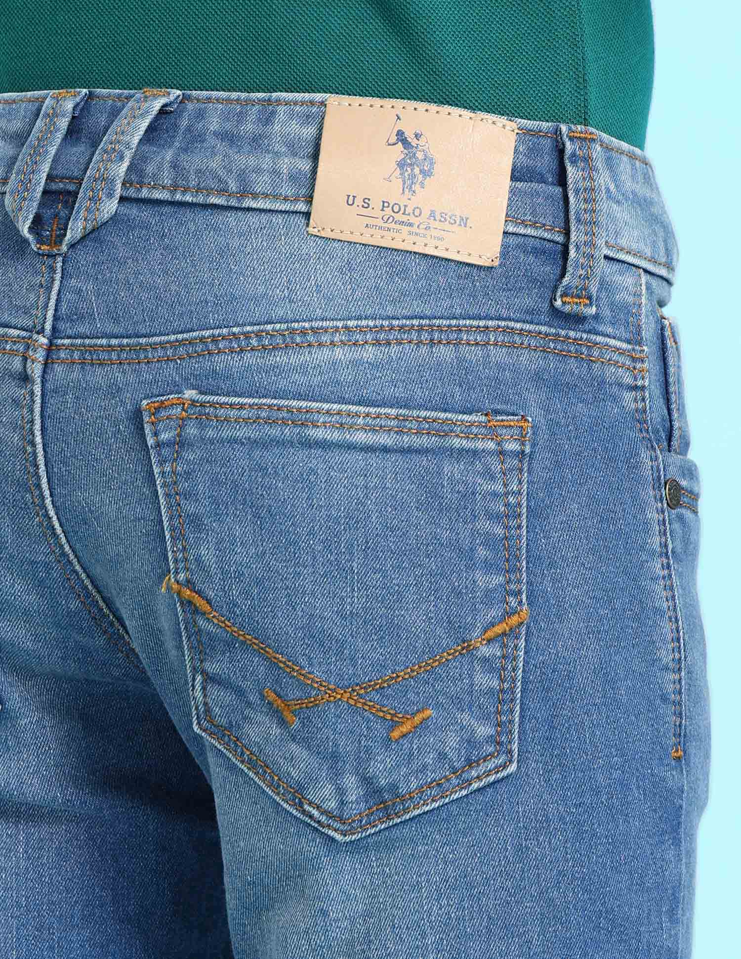 Boys Blue Slim Fit Stone Wash Jeans - Image 8