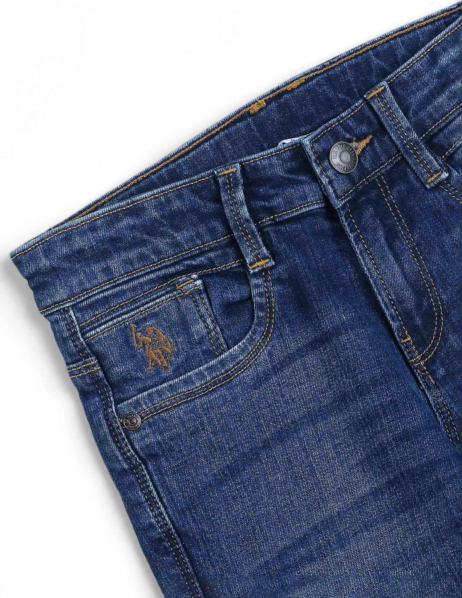 Boys Blue Slim Fit Stone Wash Jeans - Image 2