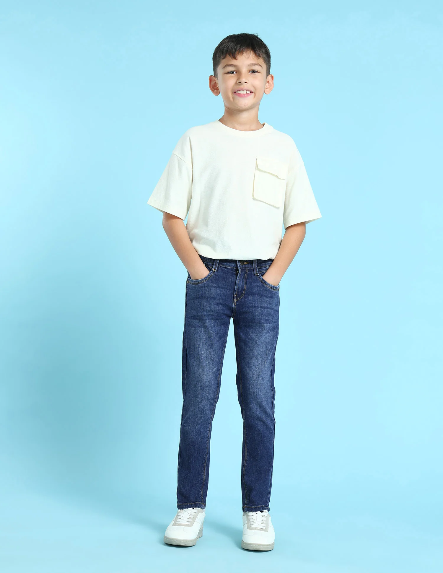 Boys Blue Slim Fit Stone Wash Jeans - Image 3