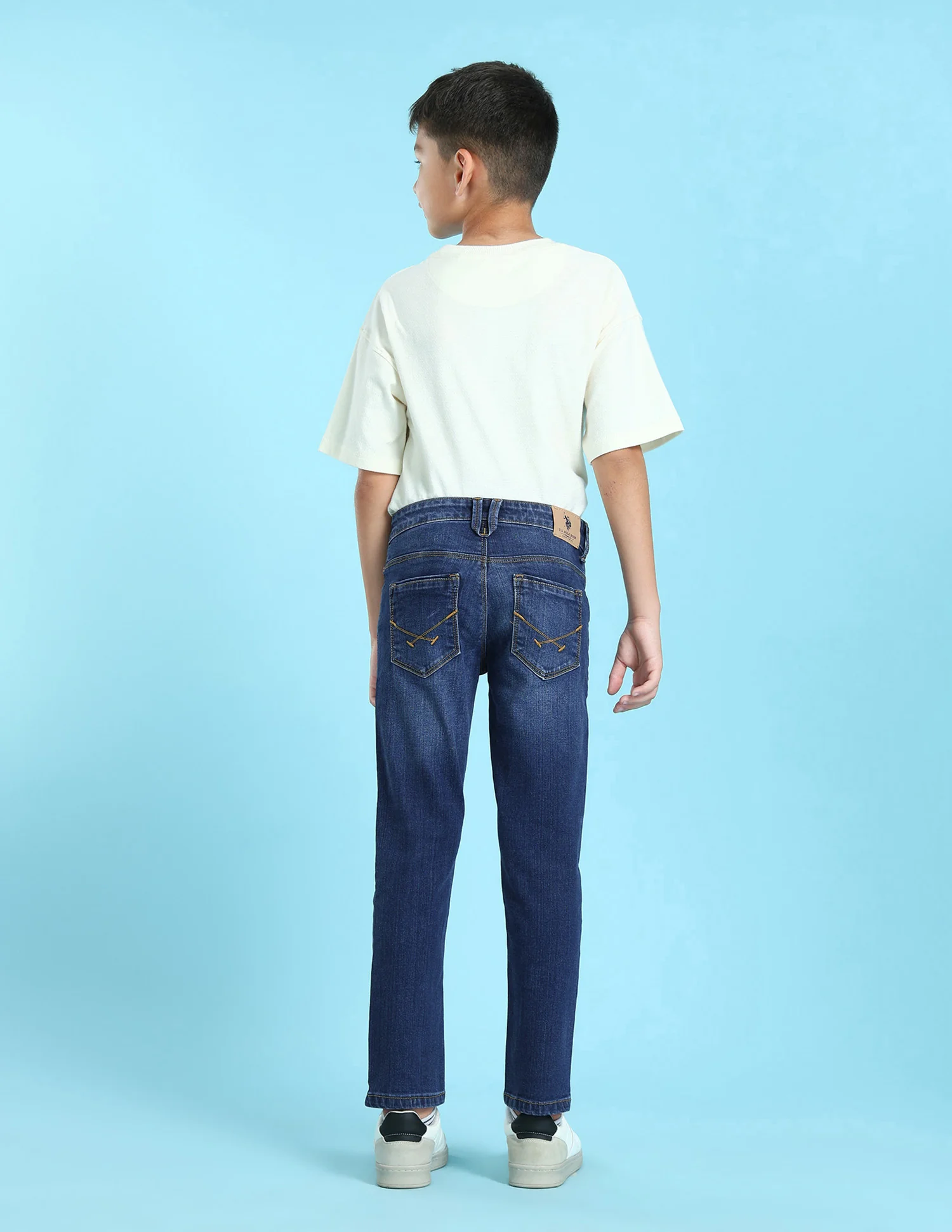 Boys Blue Slim Fit Stone Wash Jeans - Image 4