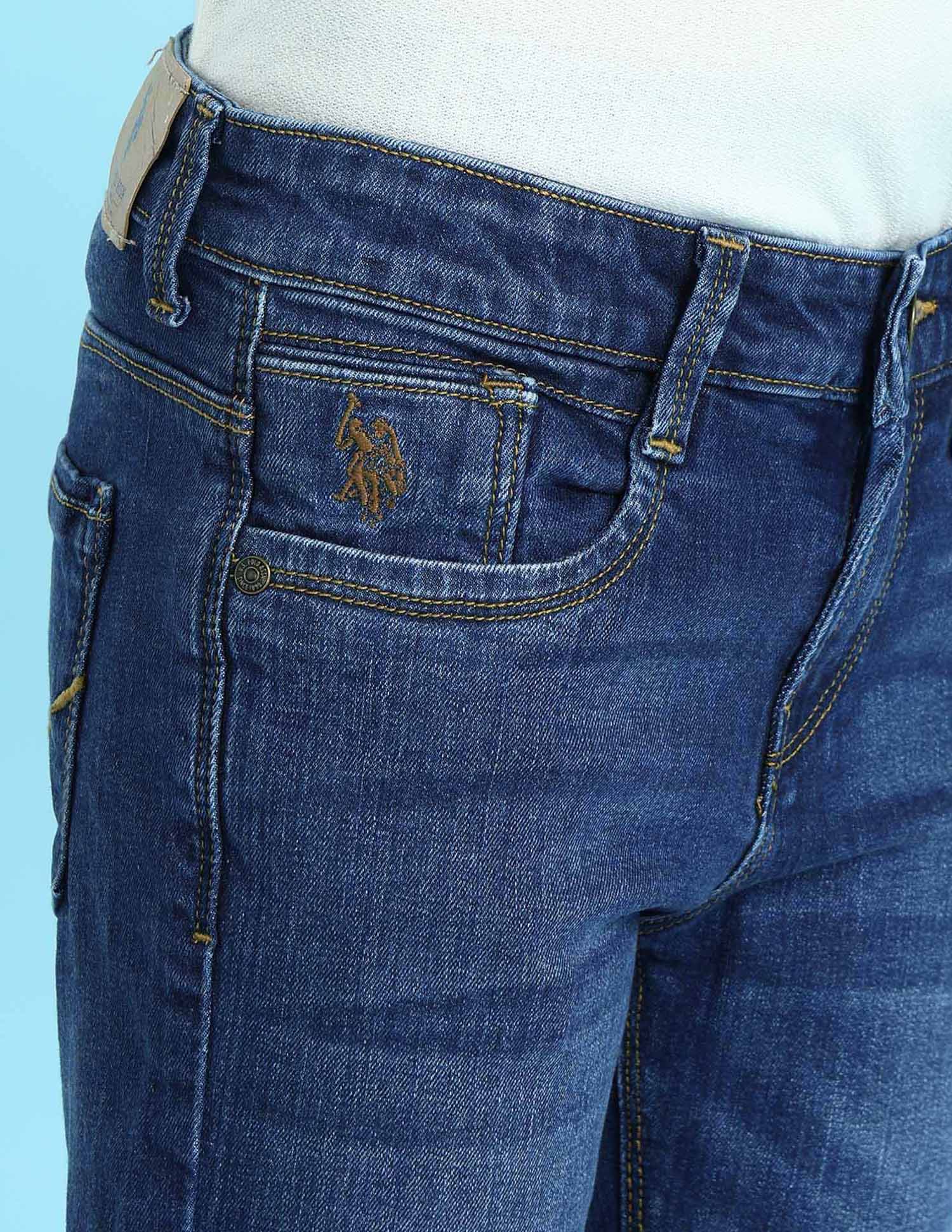 Boys Blue Slim Fit Stone Wash Jeans - Image 5
