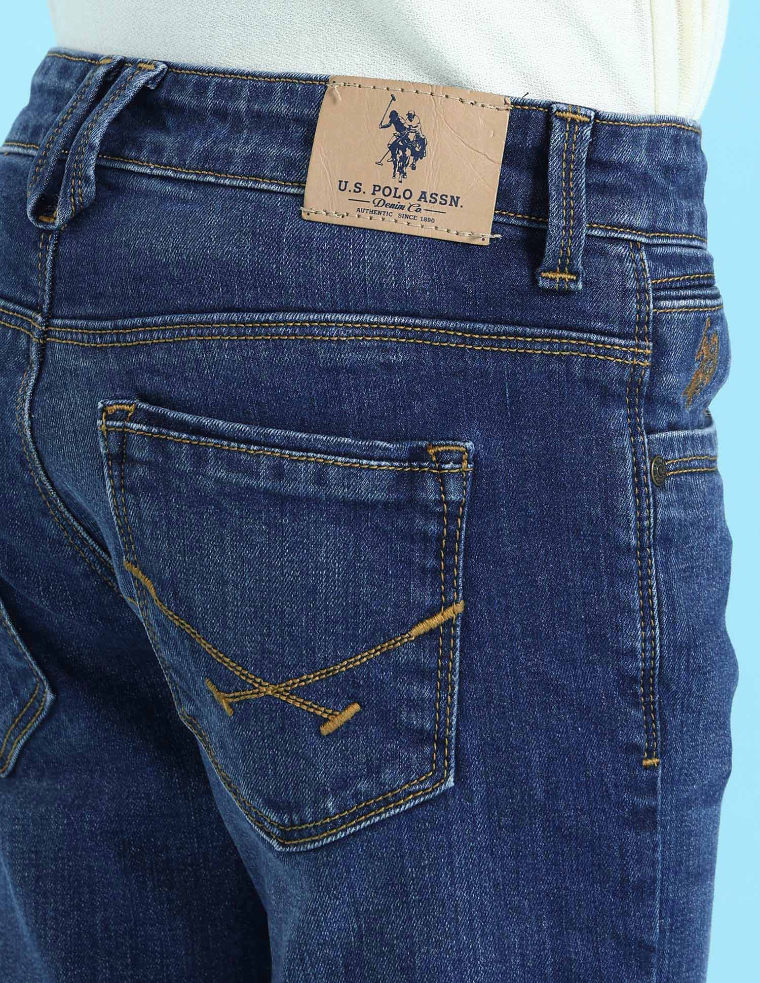 Boys Blue Slim Fit Stone Wash Jeans - Image 8