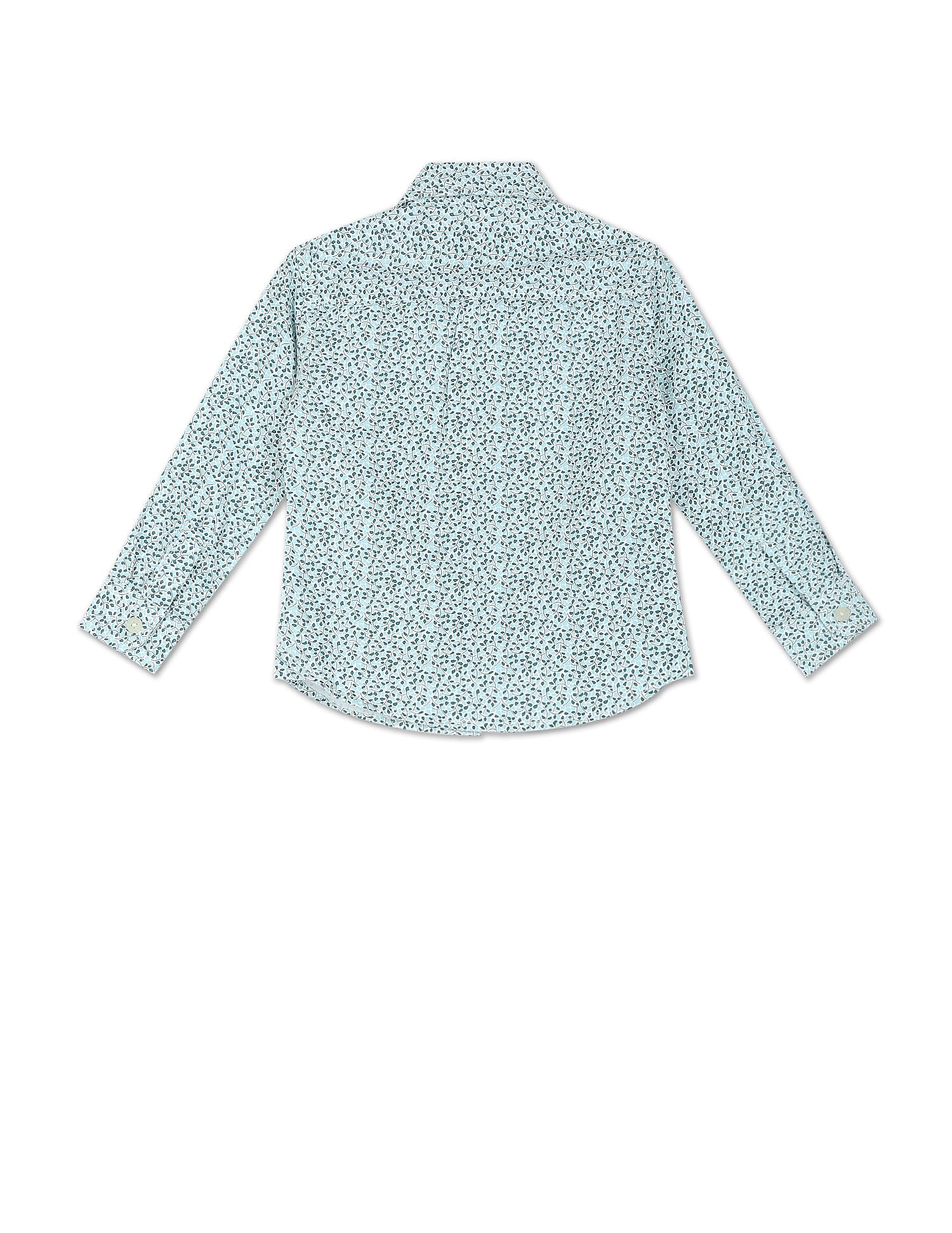 Boys Blue Spread Collar Printed Shirt - Image 2