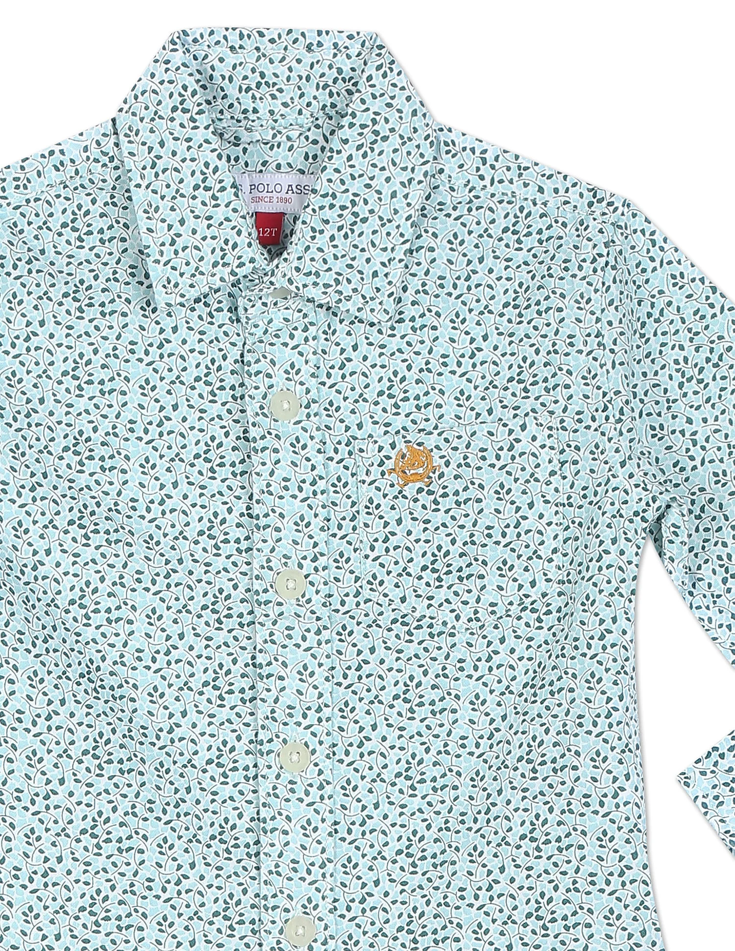 Boys Blue Spread Collar Printed Shirt - Image 4