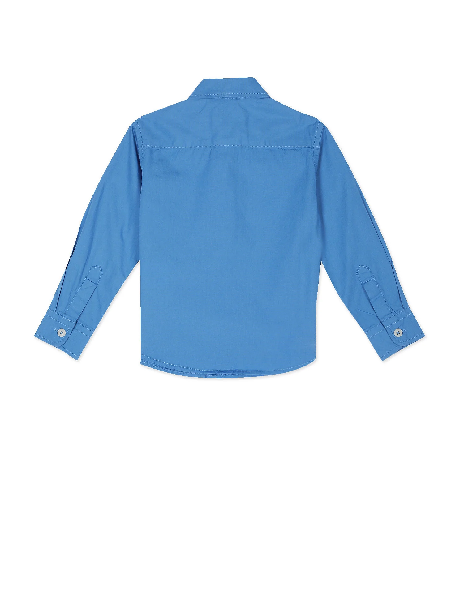 Boys Blue Spread Collar Solid Shirt - Image 2