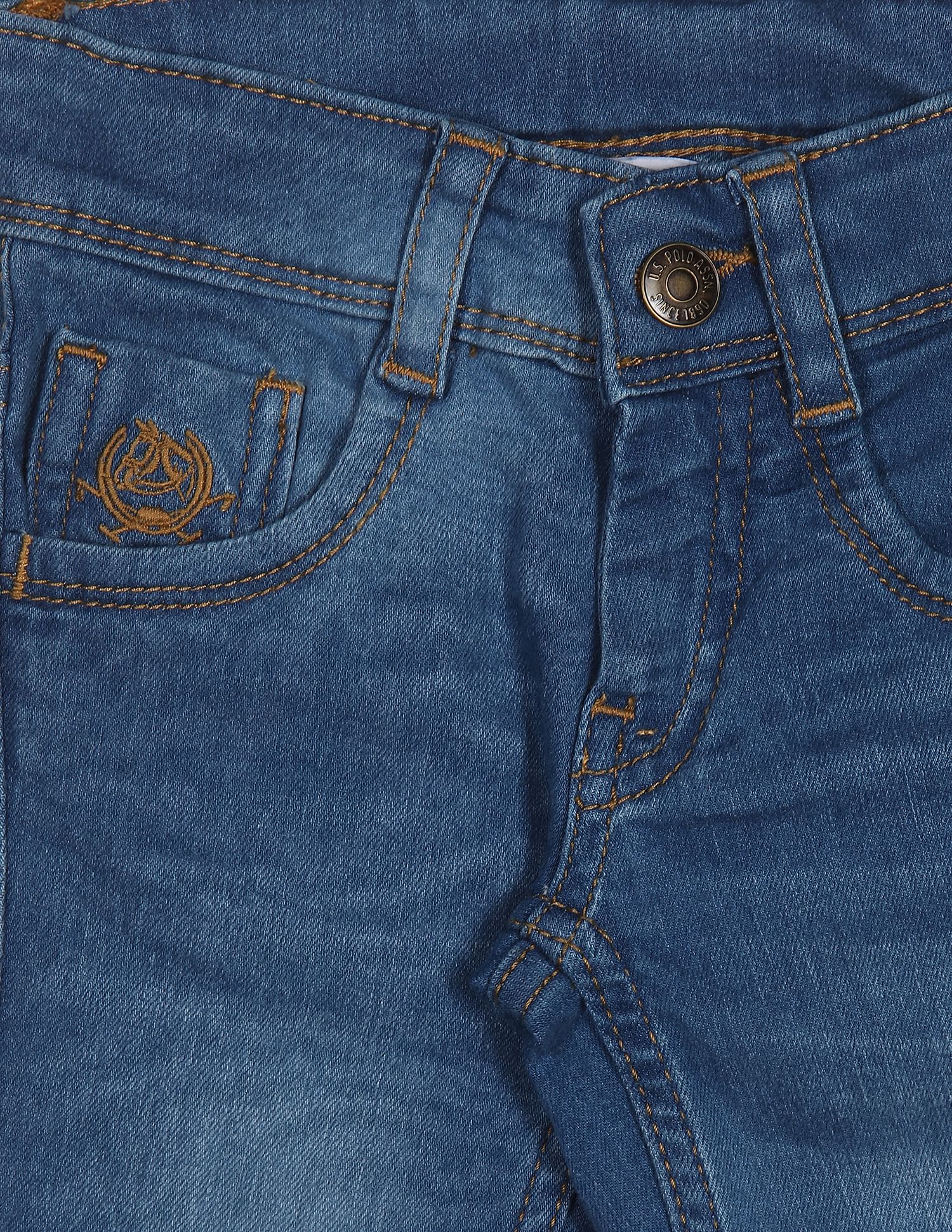 Boys Blue Stone Wash Skinny Fit Jeans - Image 3