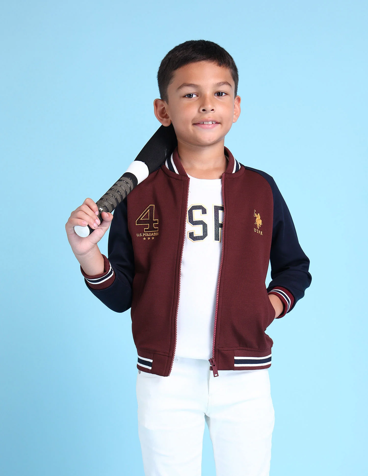 Boys Stand Neck Brand Sweatshirt