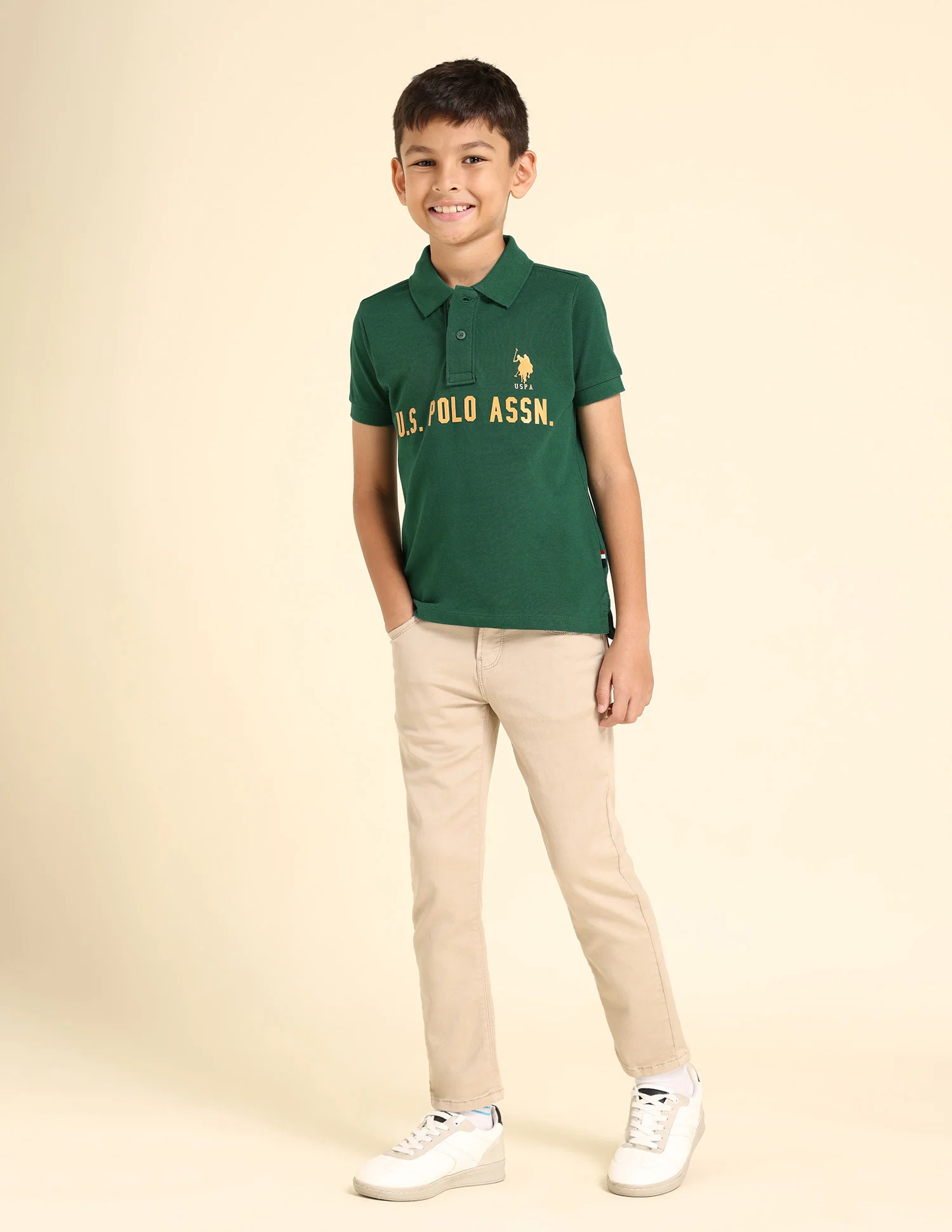 Boys Brand Print Cotton Polo Shirt - Image 3