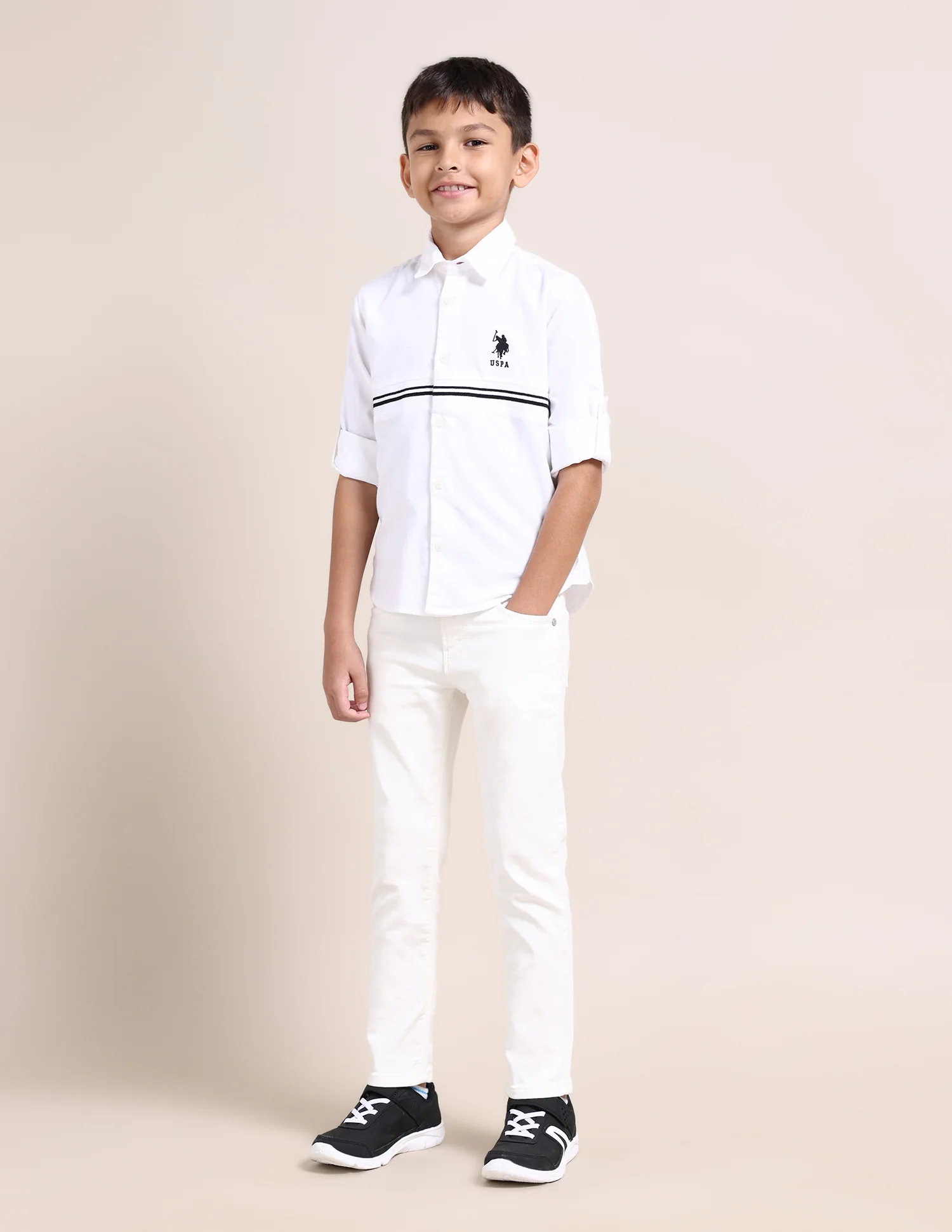 Boys Brand Stripe Cotton Shirt - Image 3