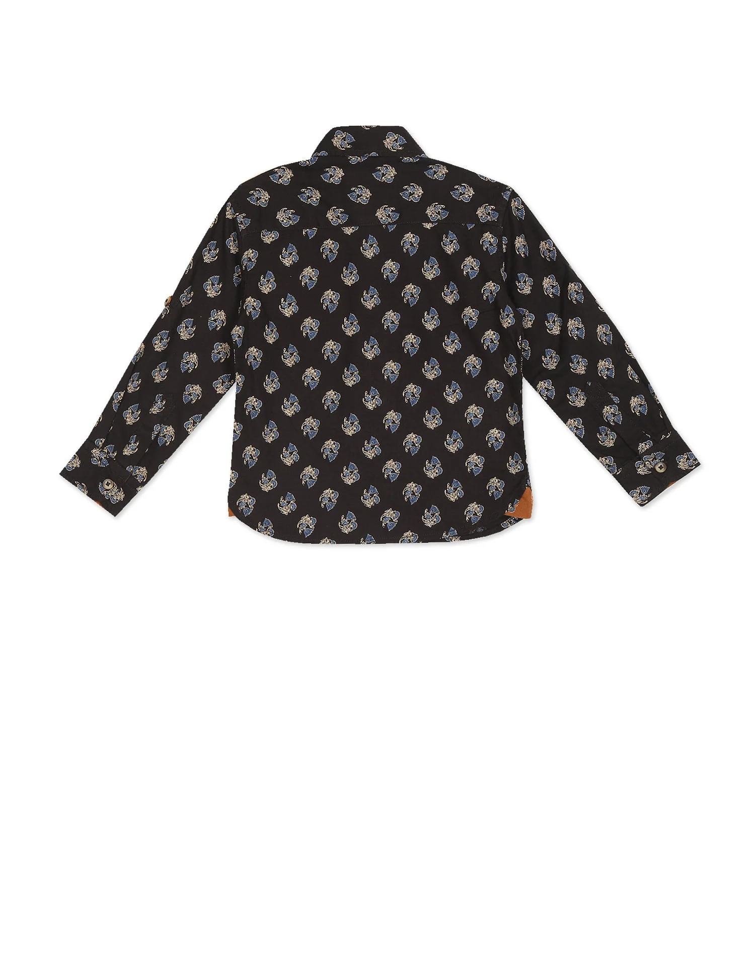 Boys Brown Spread Collar Printed Shirt - Image 2