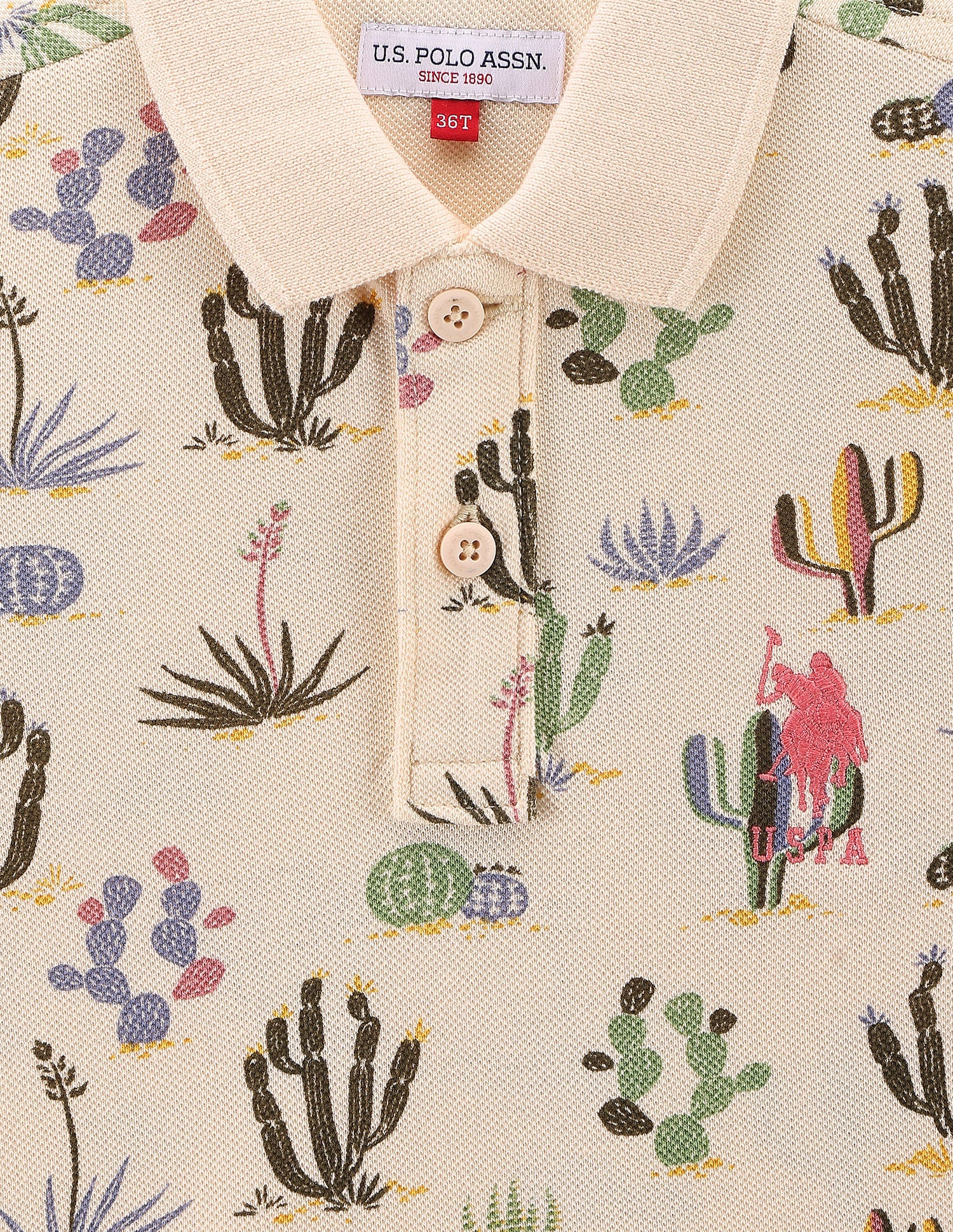 Boys Cactus Print Polo Shirt - Image 3