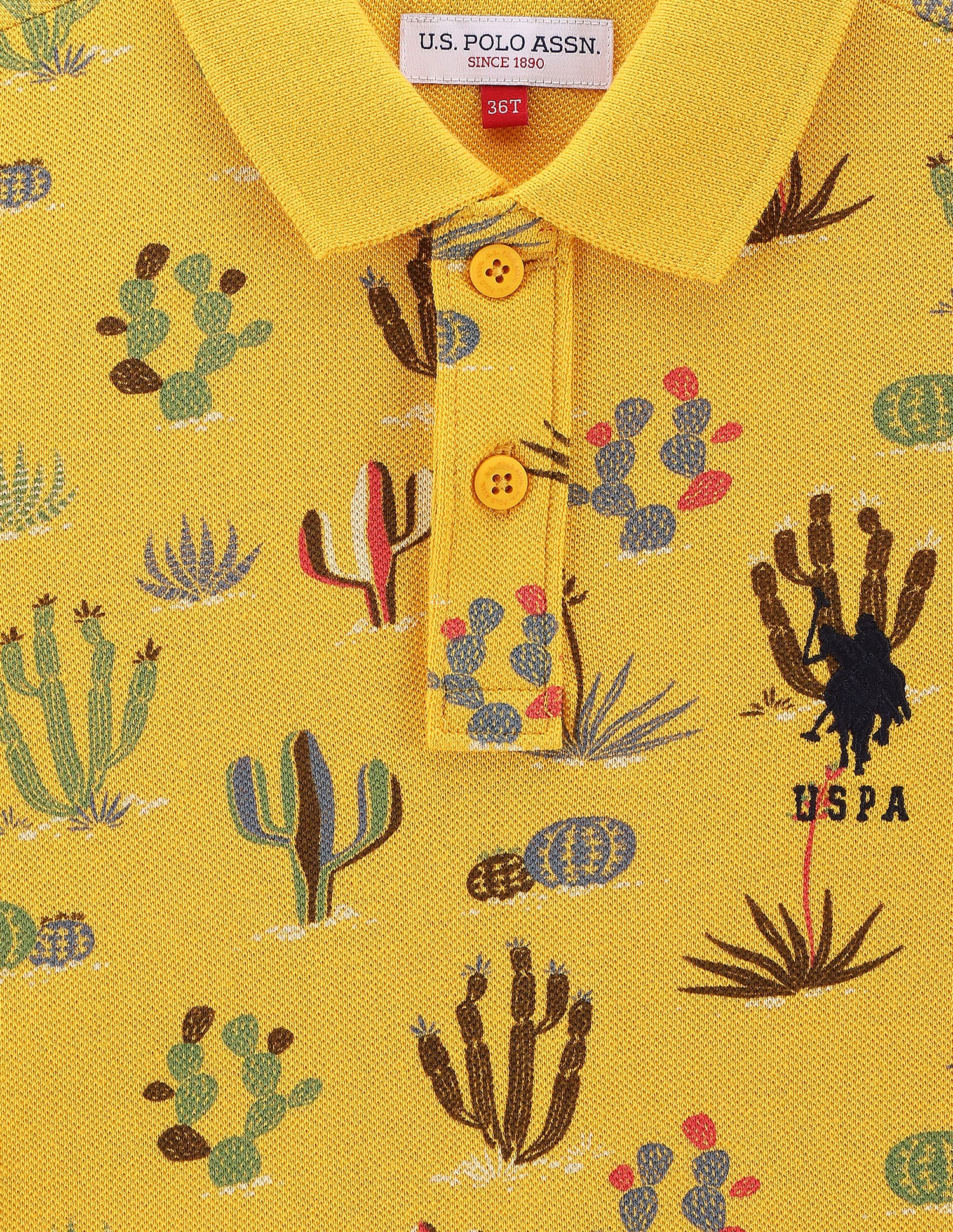 Boys Cactus Print Polo Shirt - Image 3