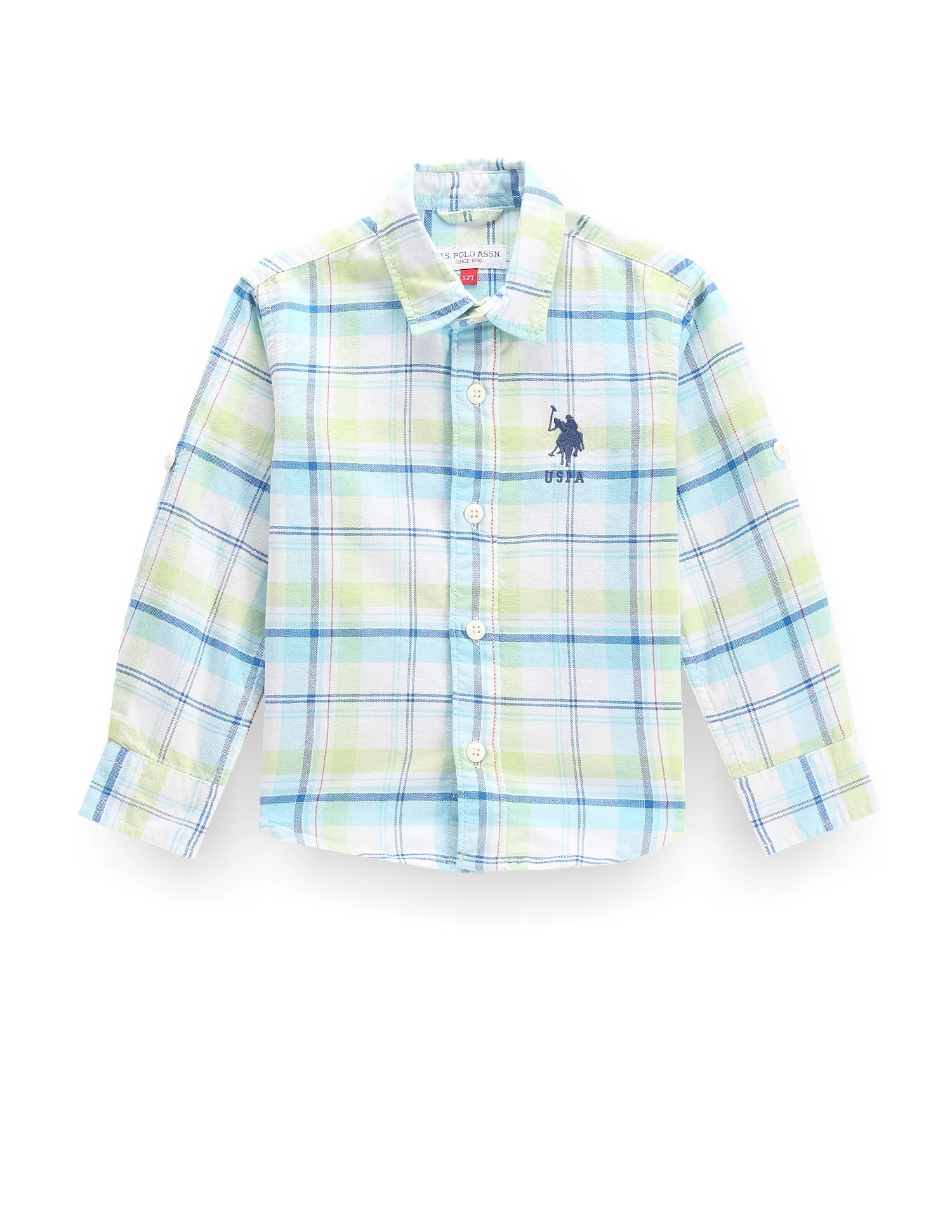 Boys Cutaway Collar Plaid Check Shirt